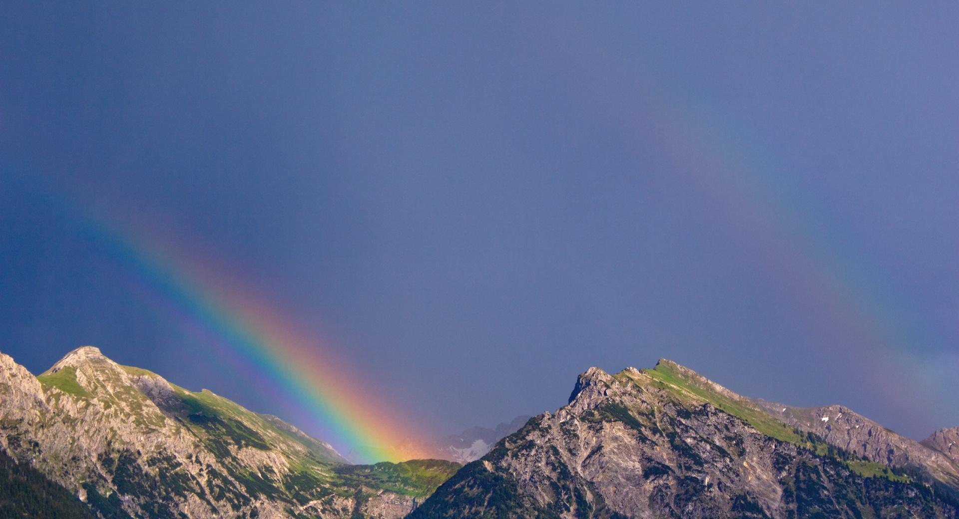 Mountain Double Rainbow at 640 x 1136 iPhone 5 size wallpapers HD quality