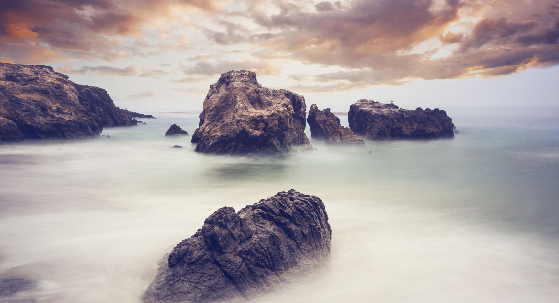 Ocean Rocks Long Exposure at 640 x 1136 iPhone 5 size wallpapers HD quality