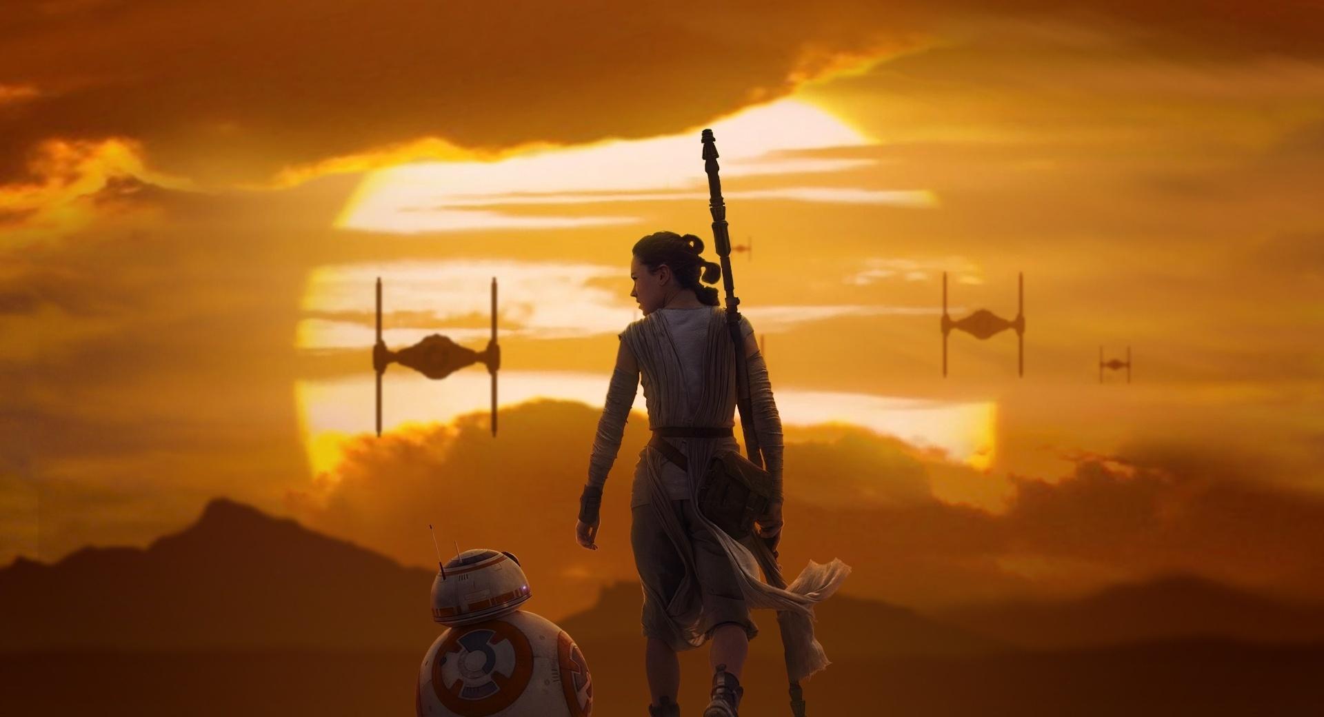 Rey BB 8 Star Wars The Force Awakens at 640 x 960 iPhone 4 size wallpapers HD quality
