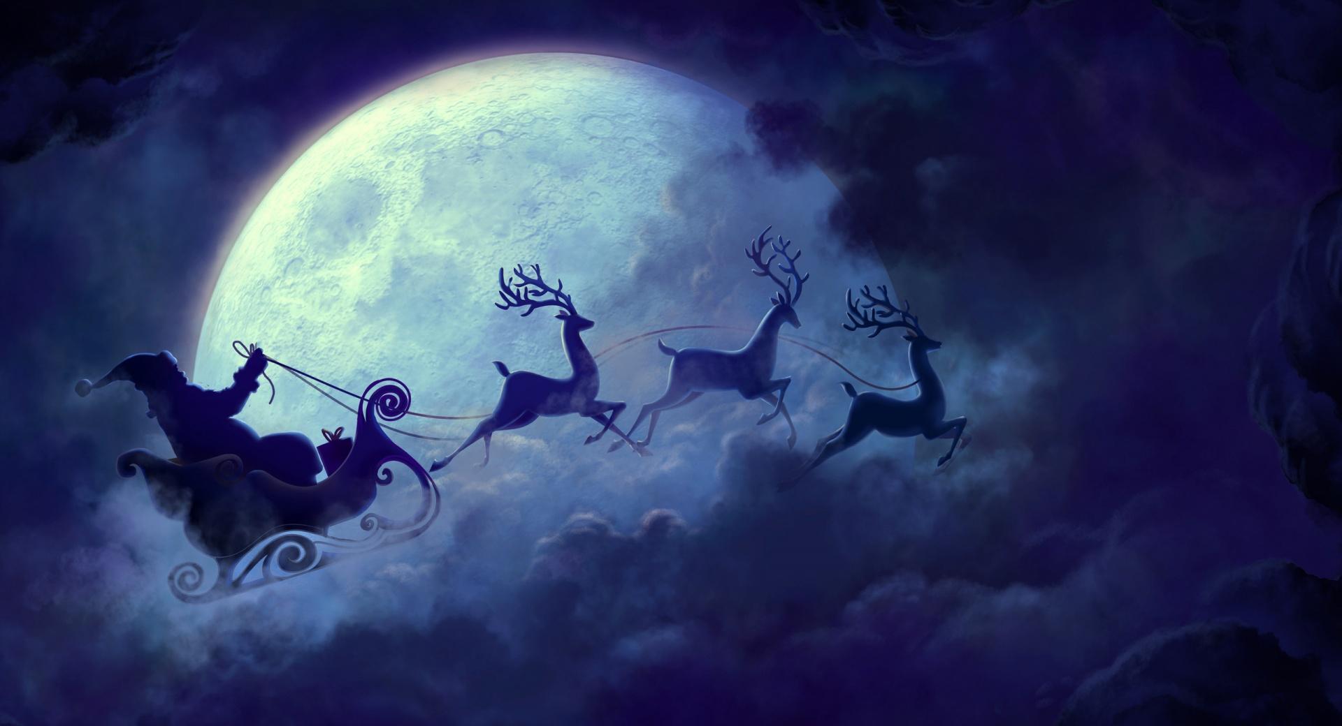 Santa In His Sleigh at 1152 x 864 size wallpapers HD quality