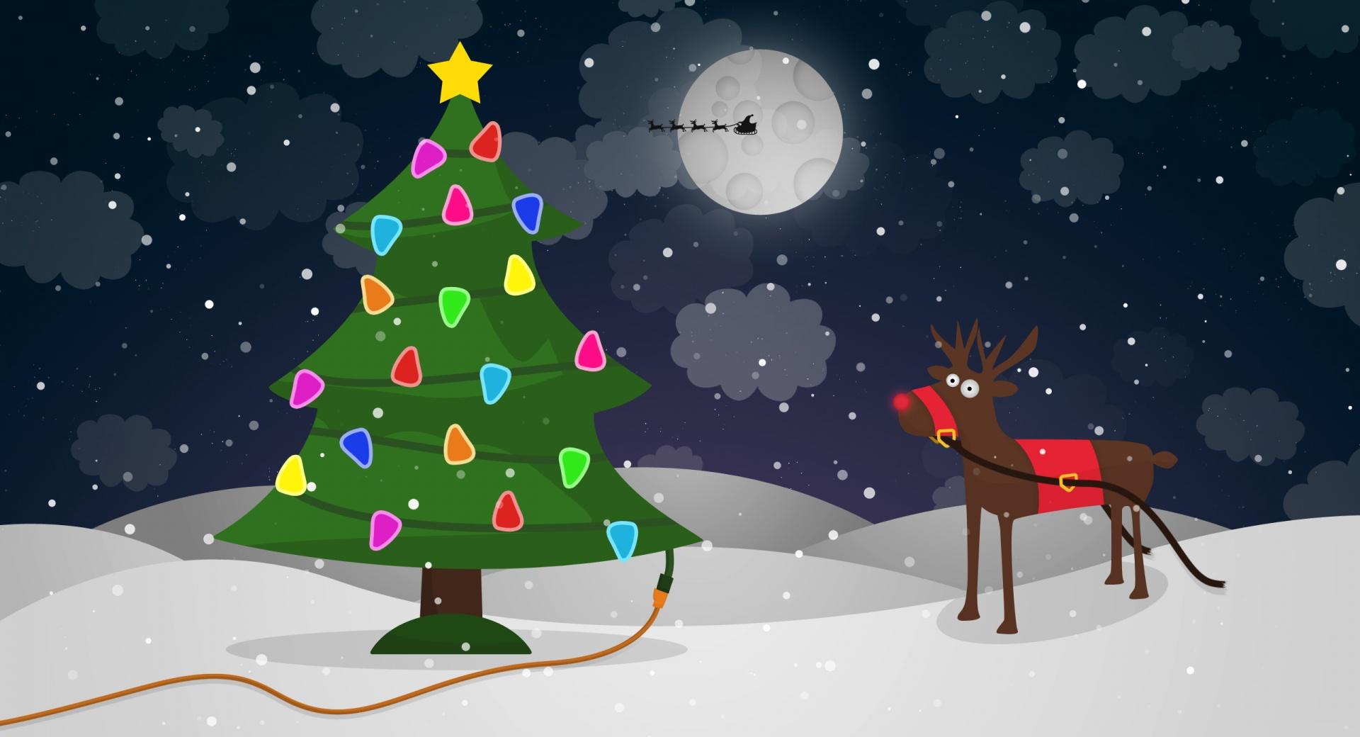 Santas Reindeer at 1024 x 1024 iPad size wallpapers HD quality