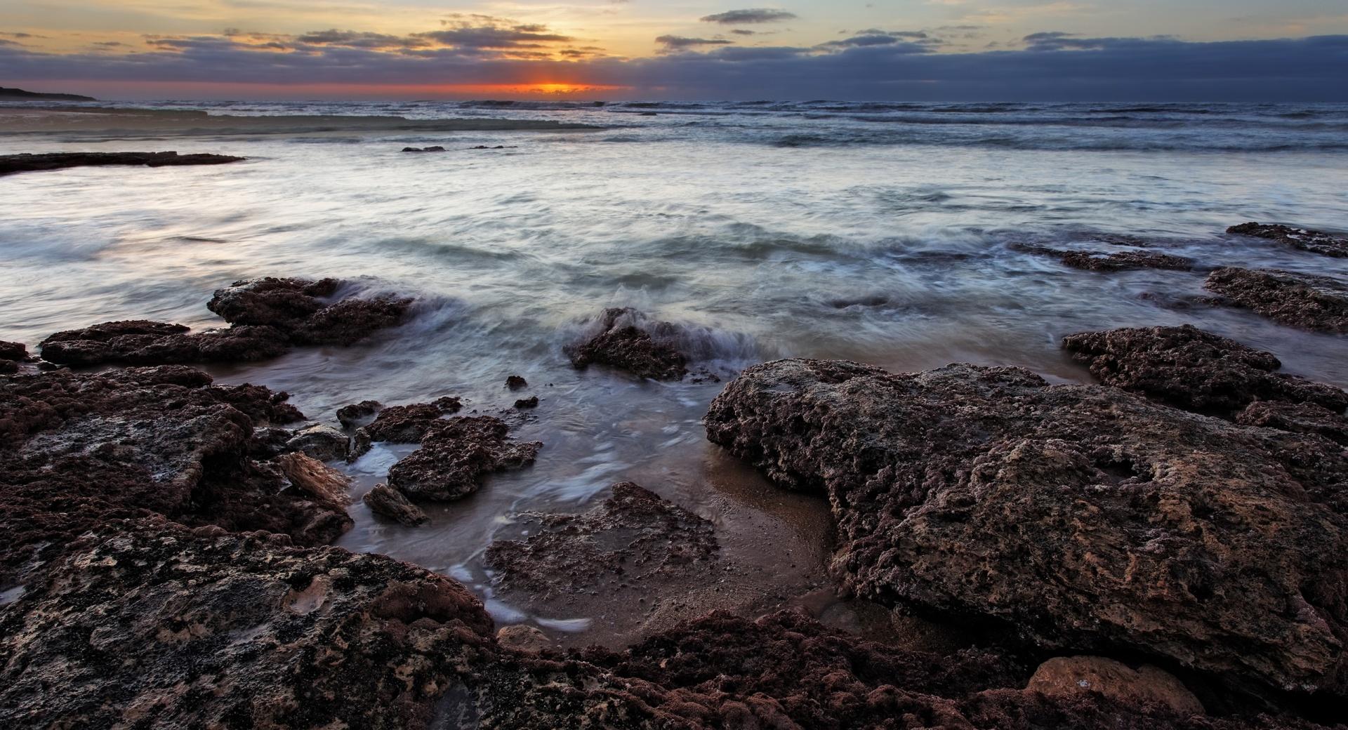 Sea Rocks, Sunset at 640 x 1136 iPhone 5 size wallpapers HD quality