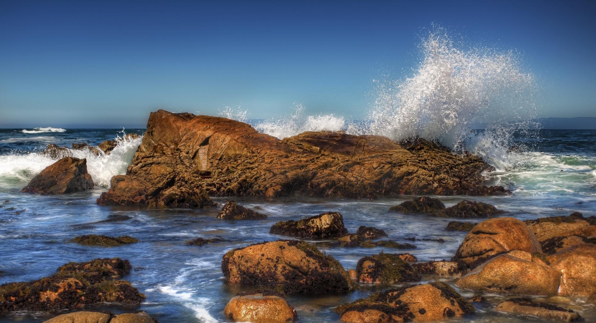 Sea Rocks HDR at 1024 x 1024 iPad size wallpapers HD quality