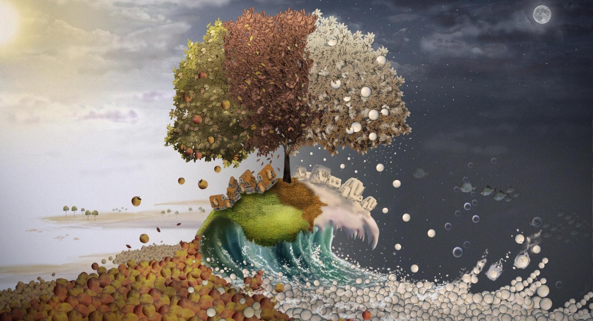 Seasons Surreal Art at 1600 x 1200 size wallpapers HD quality