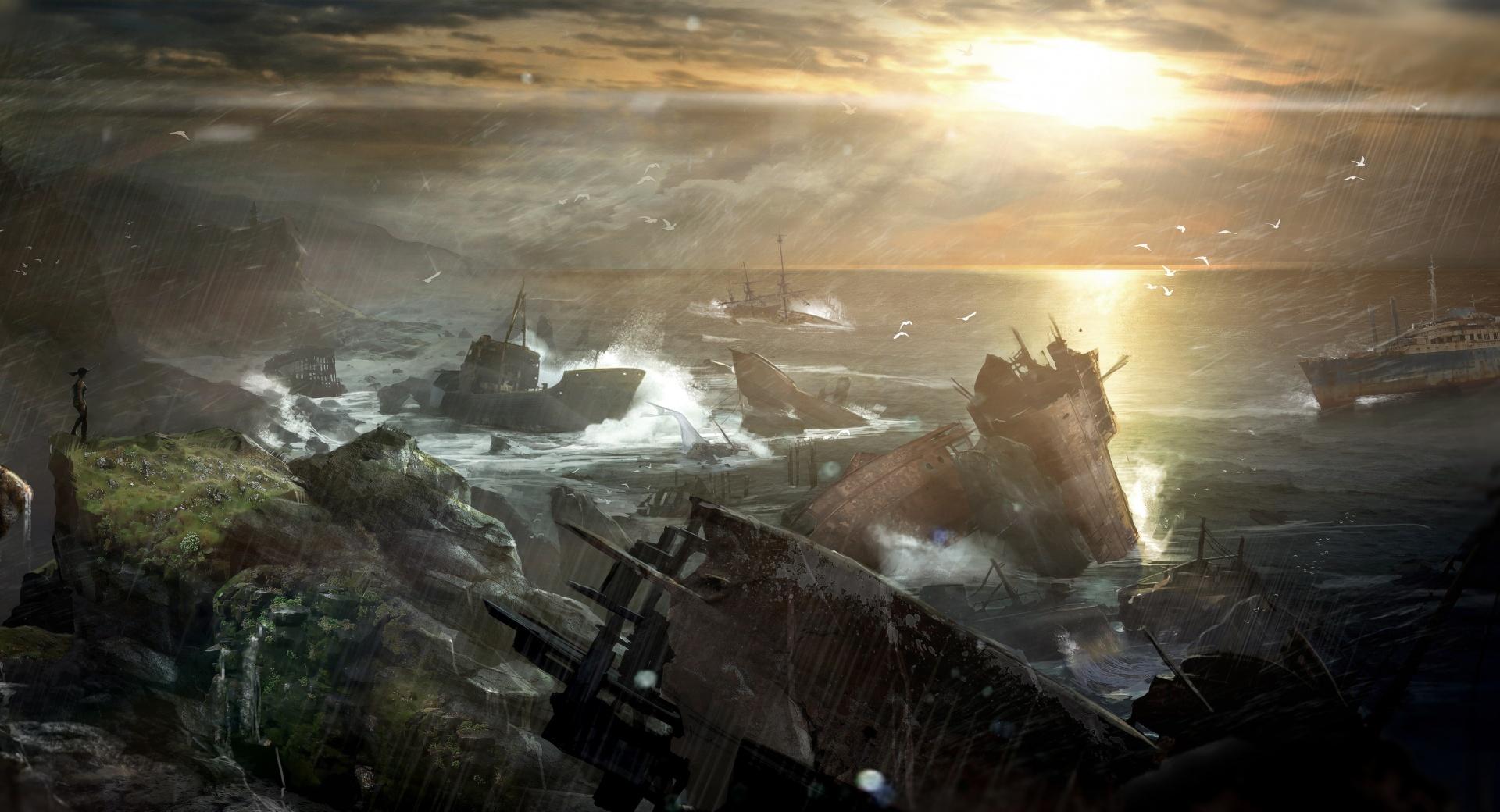 Tomb Raider 2012 Video Game - Shipwreck Vista at 1024 x 1024 iPad size wallpapers HD quality