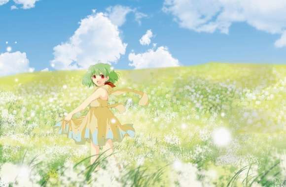 Anime Girl In Flower Field