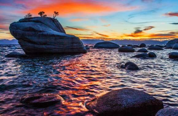 Bonsai Rock Sunset at Lake Tahoe