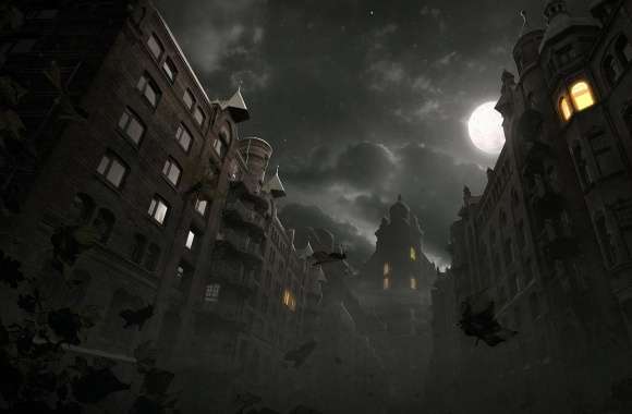 Dark City Autumn Scene