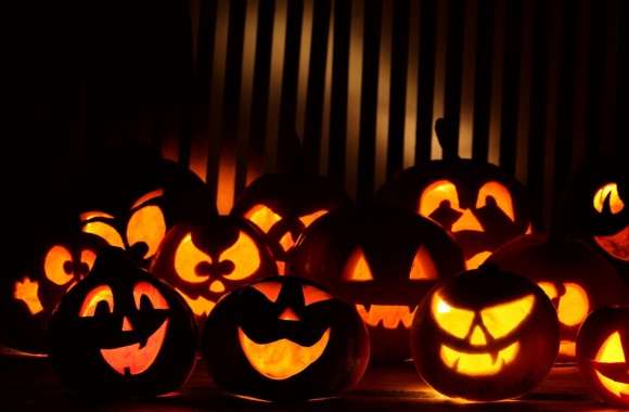 Halloween Pumpkins In The Dark