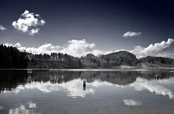 Lake In Black And White