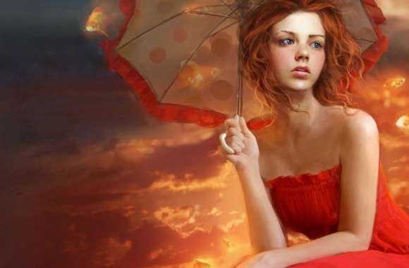 Woman In Red Dress Painting wallpapers hd quality