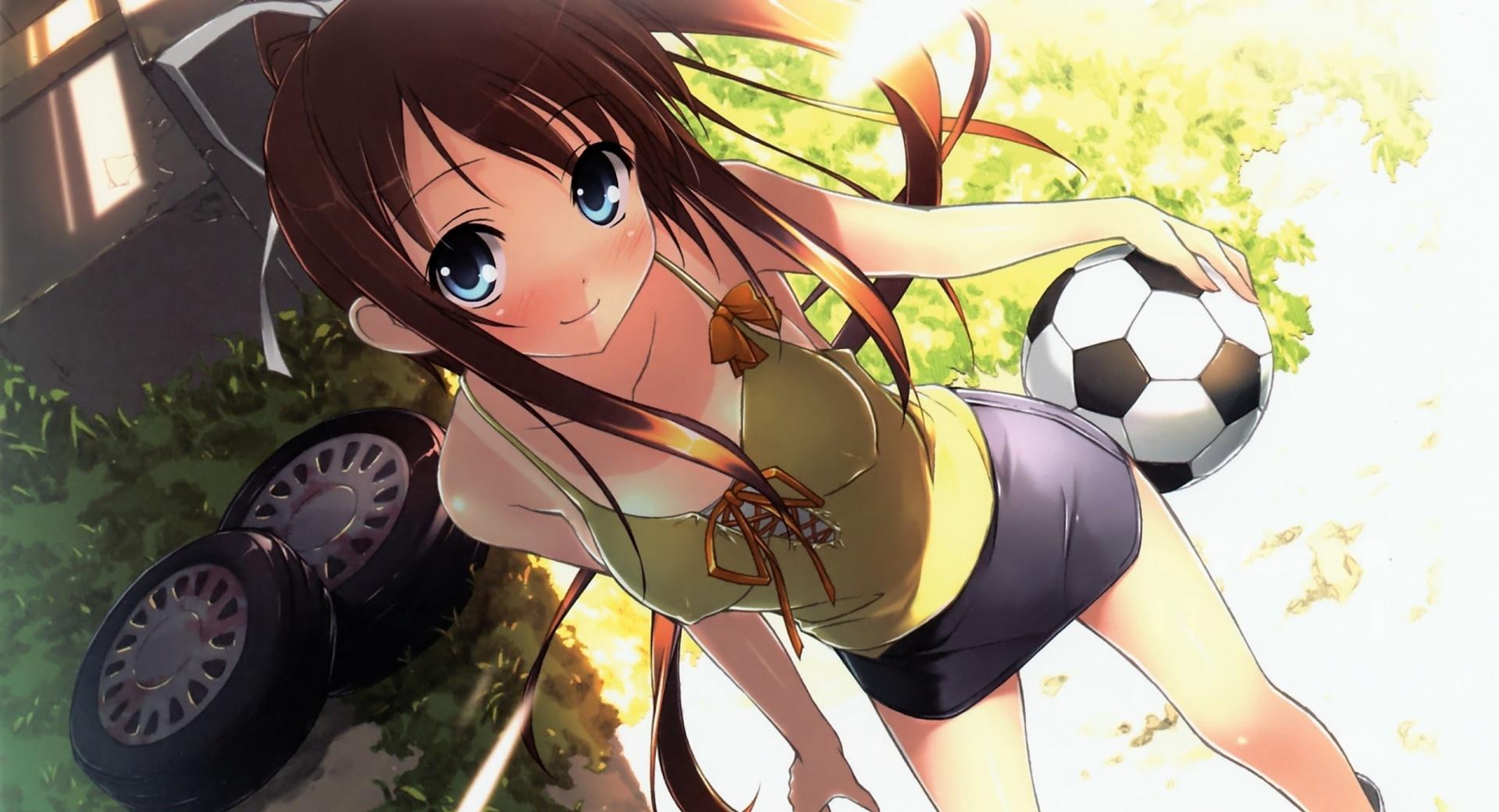 Anime Football Girl at 2048 x 2048 iPad size wallpapers HD quality