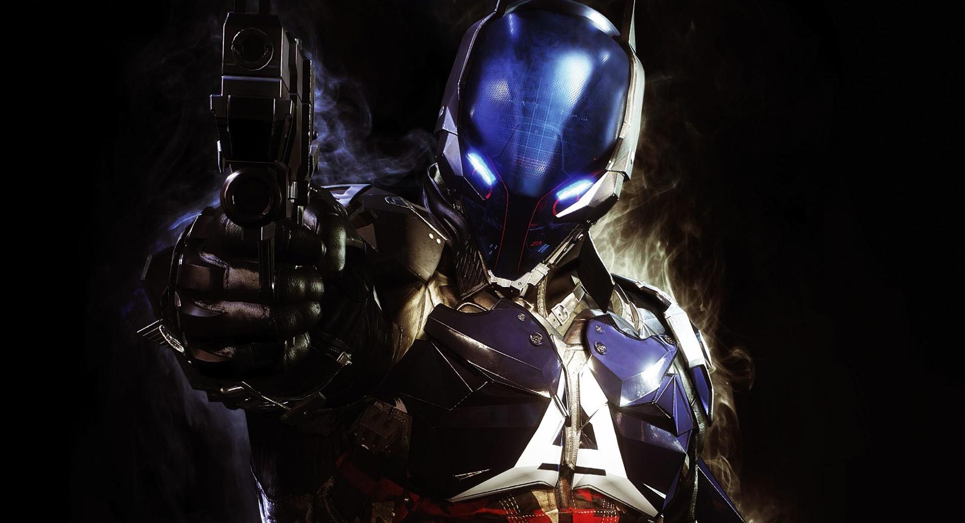 Batman Arkham Knight Pointing Gun at 640 x 960 iPhone 4 size wallpapers HD quality