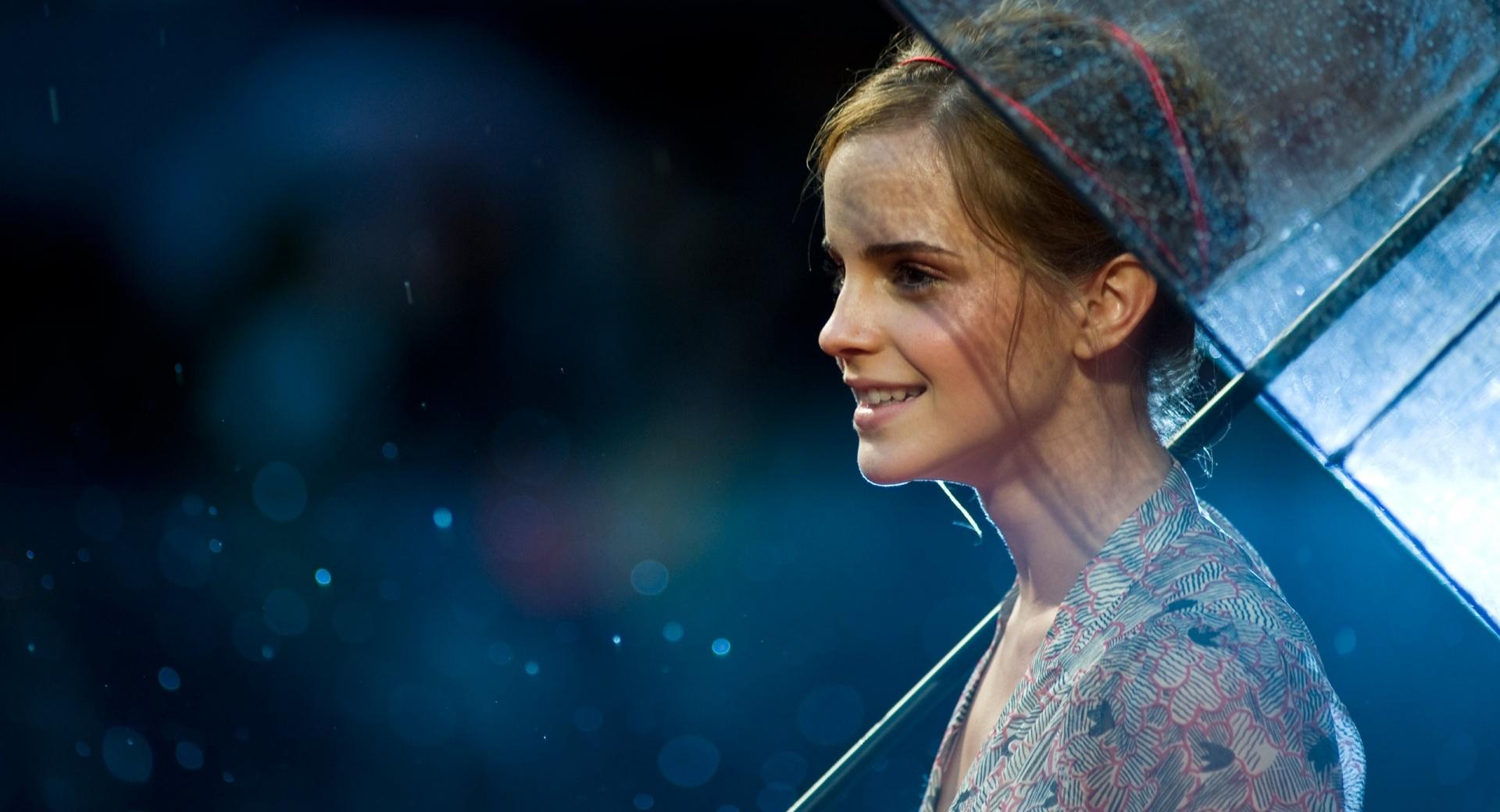 Emma Watson In the Rain at 320 x 480 iPhone size wallpapers HD quality