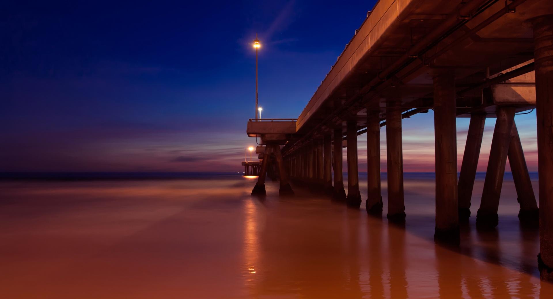 Pier At Night at 1366 x 768 HD size wallpapers HD quality