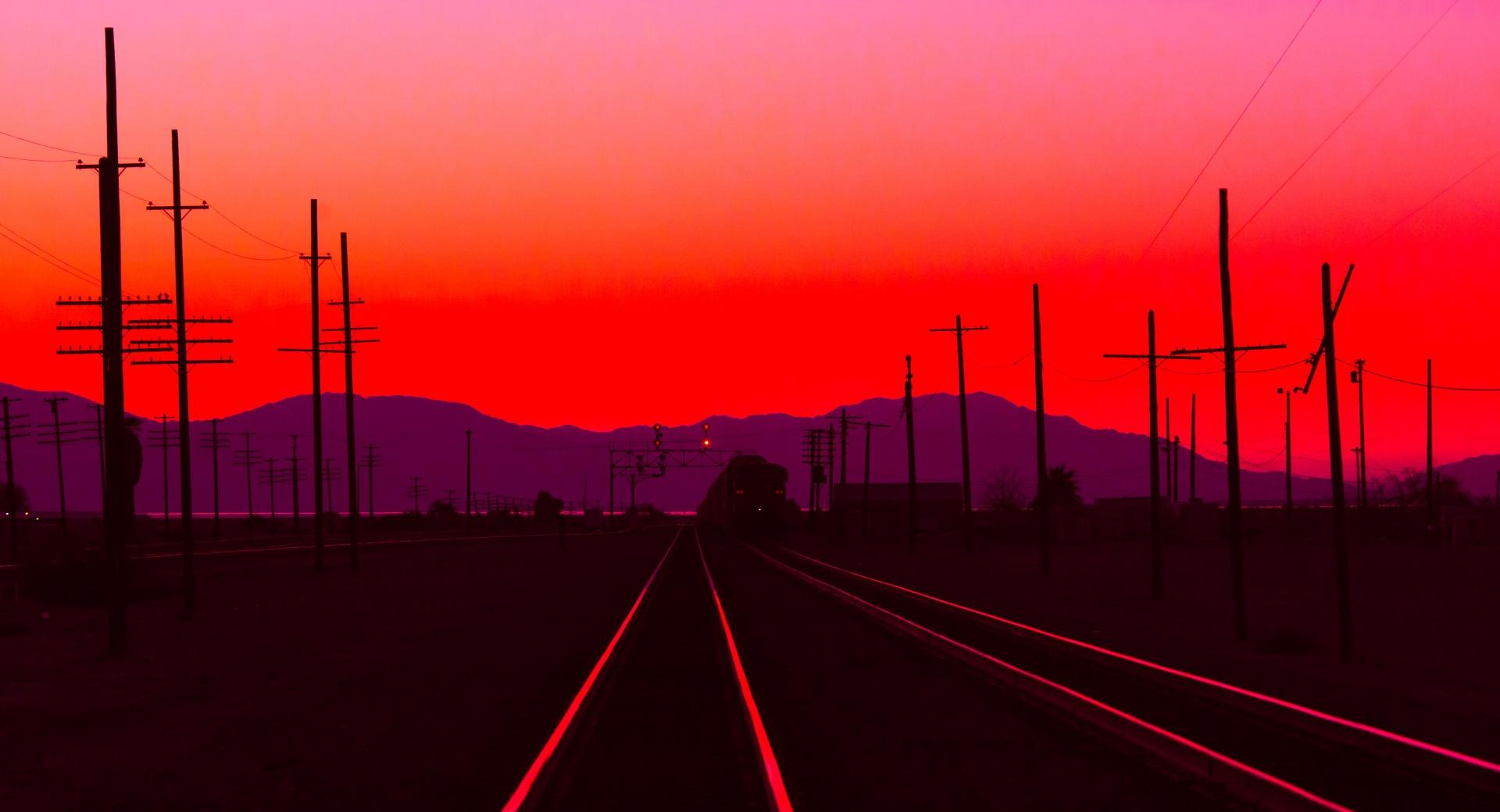 Railtracks at Dusk at 640 x 1136 iPhone 5 size wallpapers HD quality