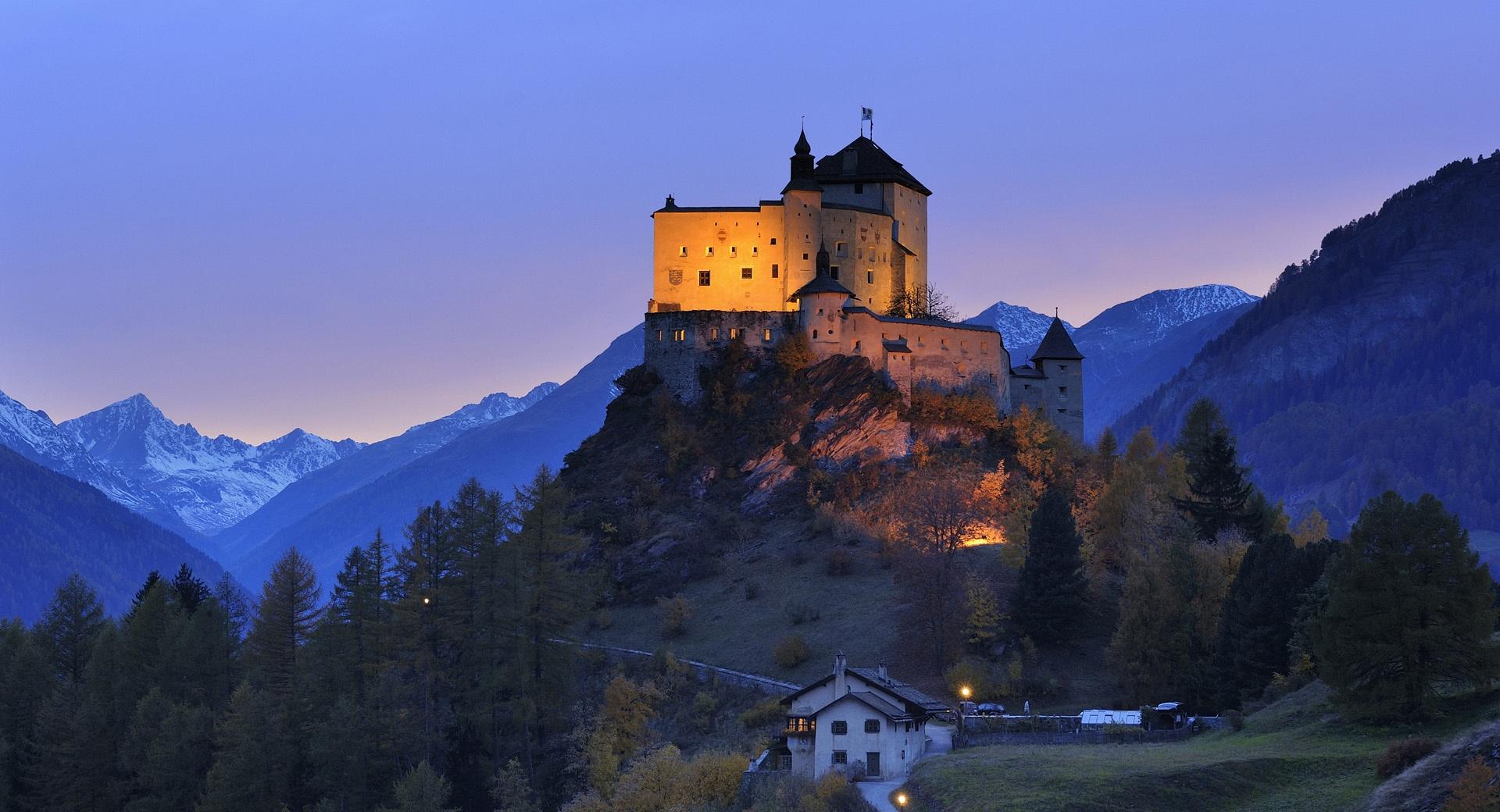 Tarasp Castle, Engadin, Switzerland at 2048 x 2048 iPad size wallpapers HD quality