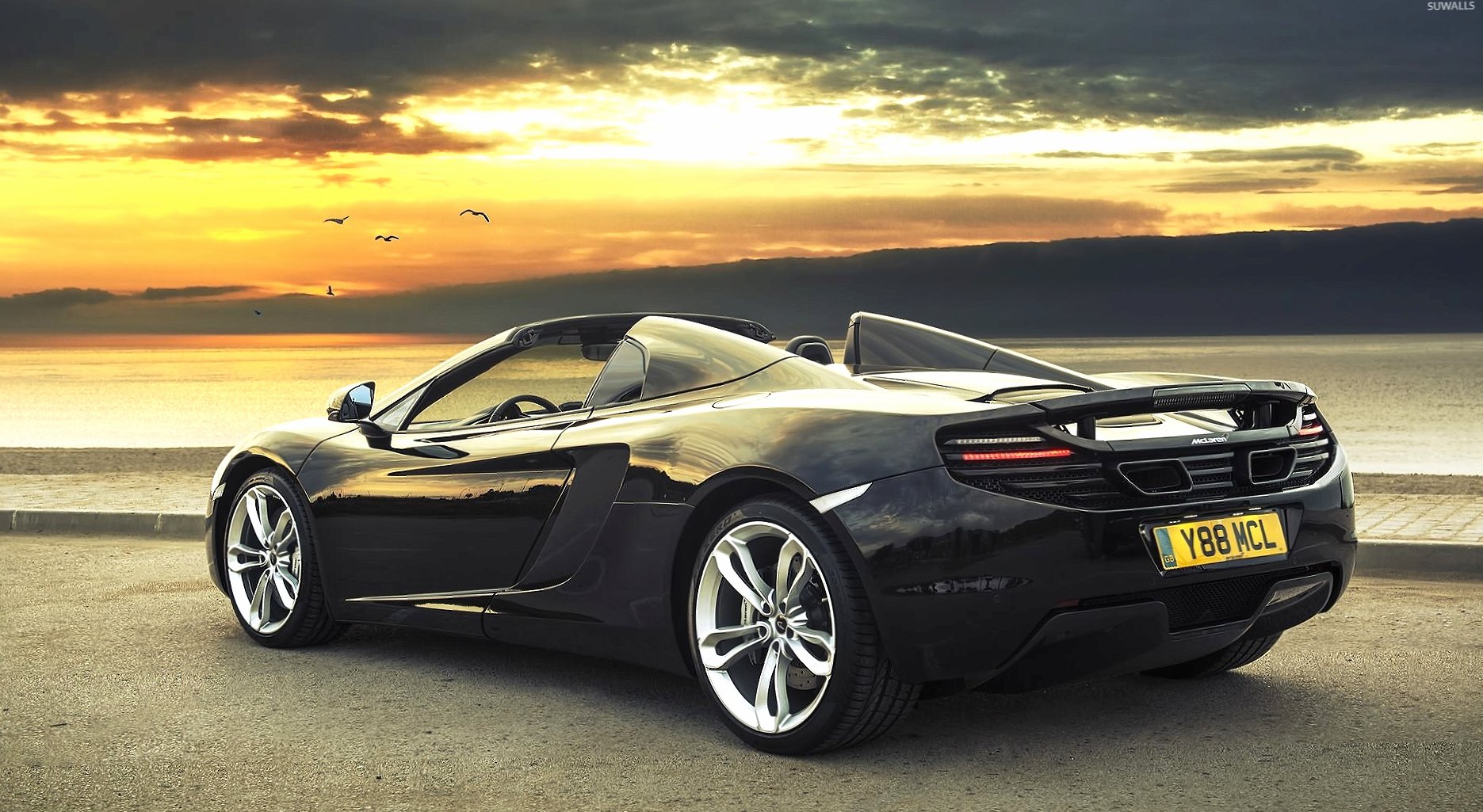 2013 McLaren MP4-12C on the shore at 640 x 1136 iPhone 5 size wallpapers HD quality