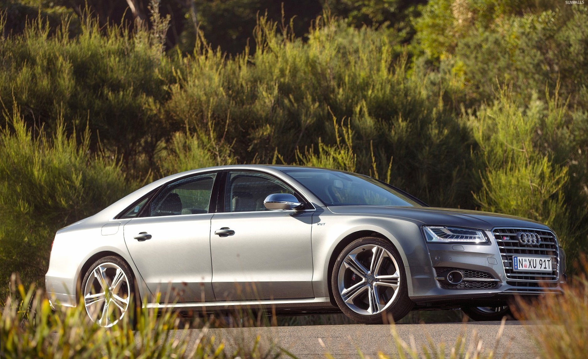 2014 Audi S8 near the forest at 640 x 1136 iPhone 5 size wallpapers HD quality