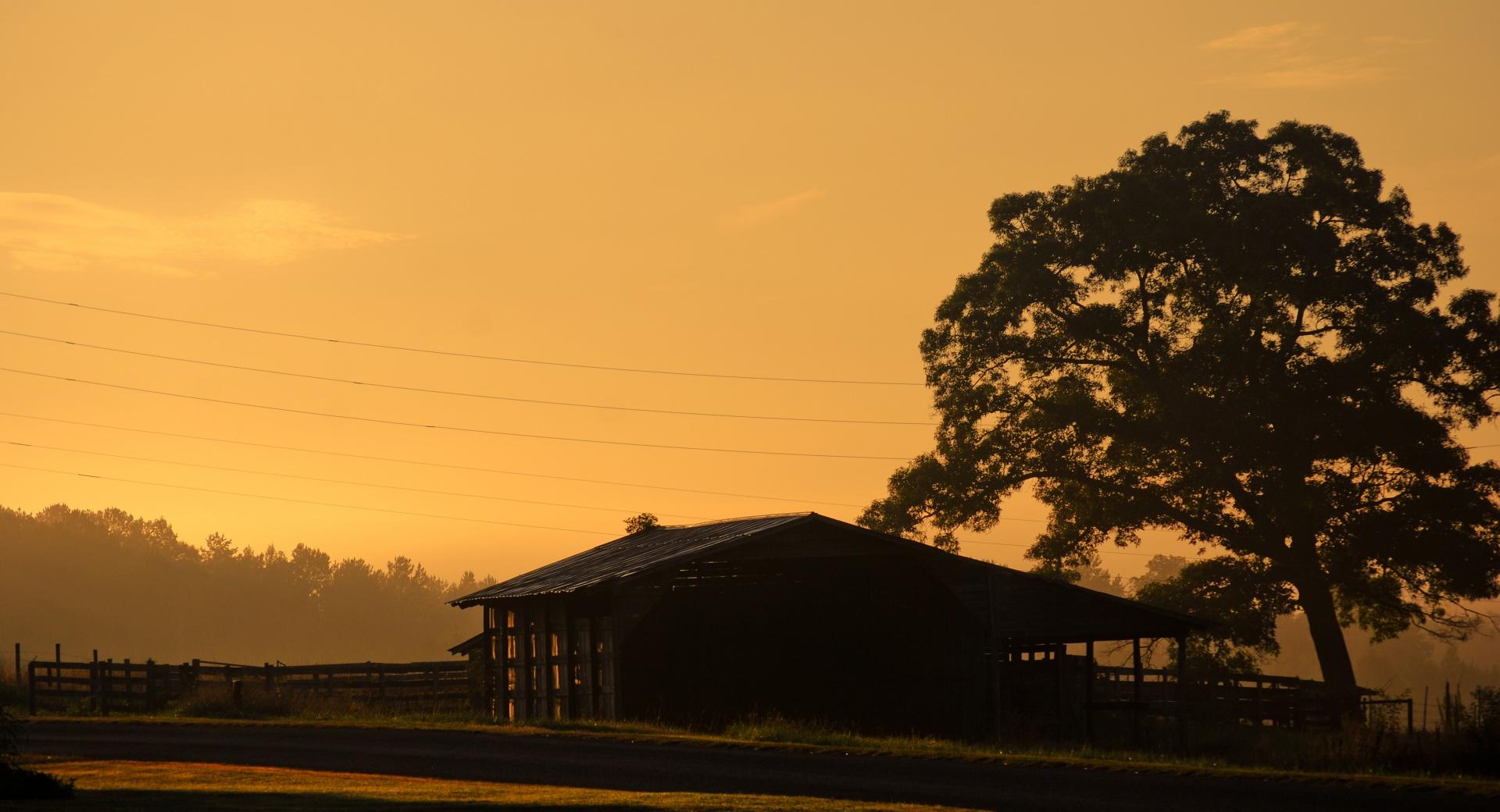 Barn Sunrise at 320 x 480 iPhone size wallpapers HD quality