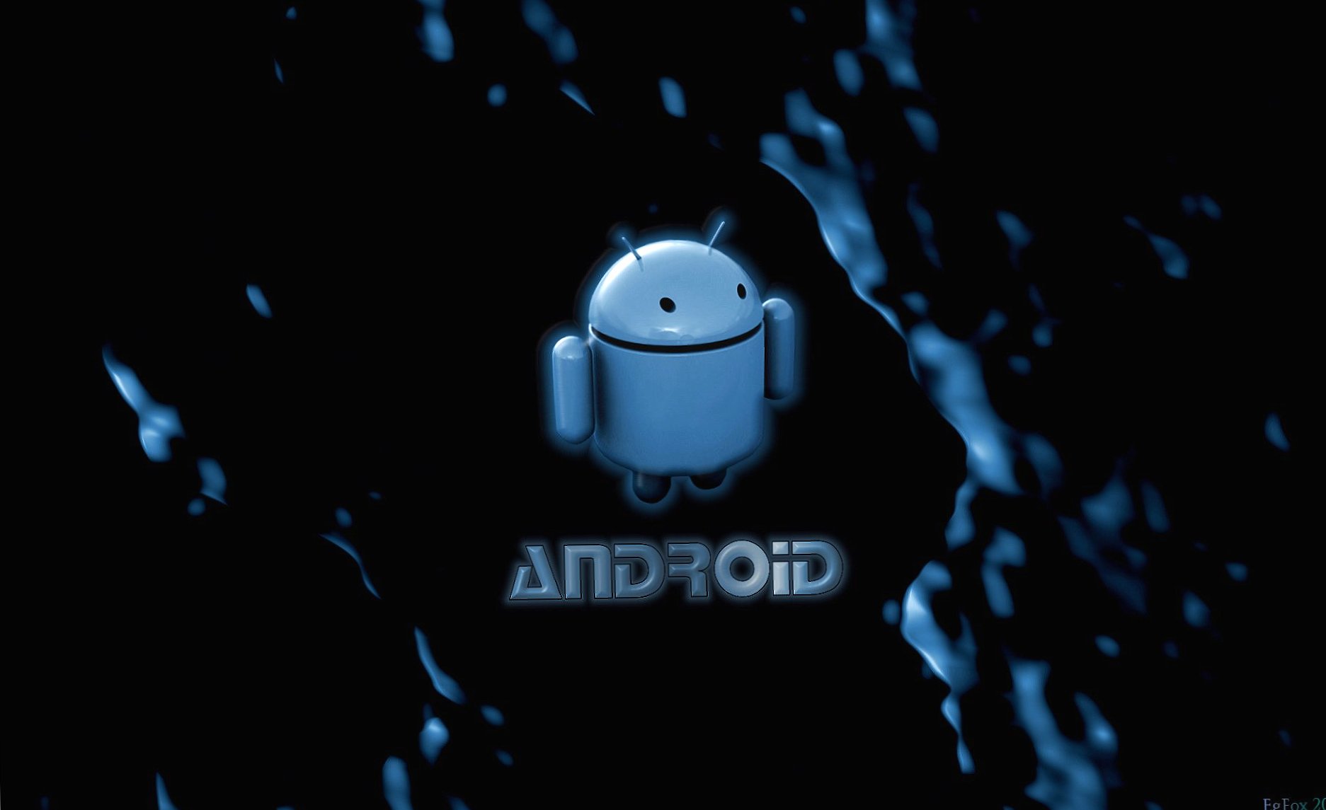 Blue android at 320 x 480 iPhone size wallpapers HD quality