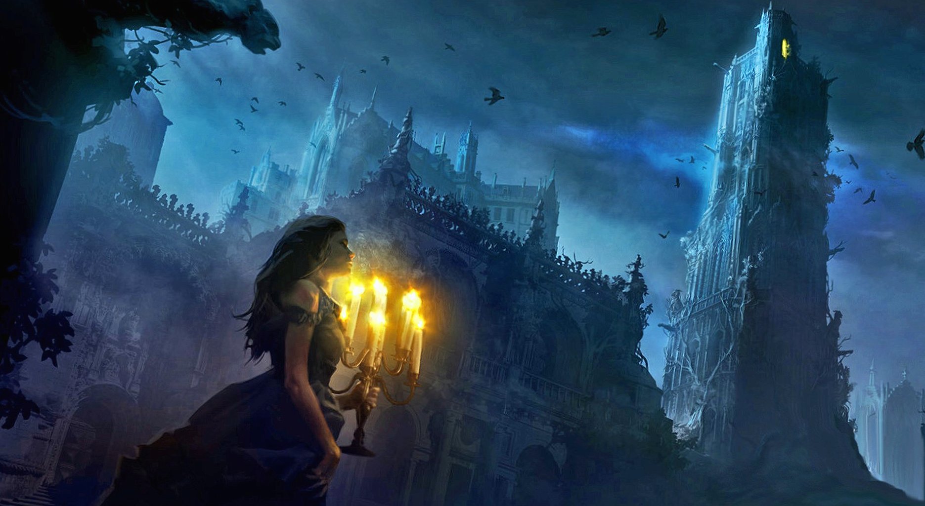 Candles woman out of castle at 1152 x 864 size wallpapers HD quality