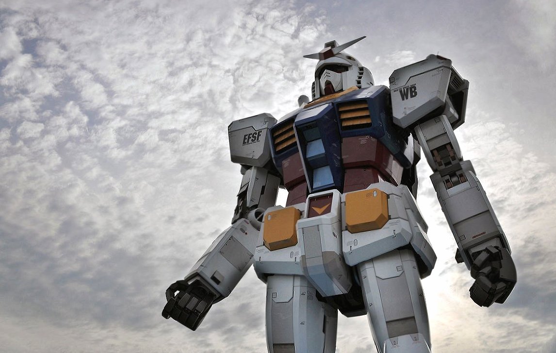 Gundam monument in tokyo at 1024 x 1024 iPad size wallpapers HD quality
