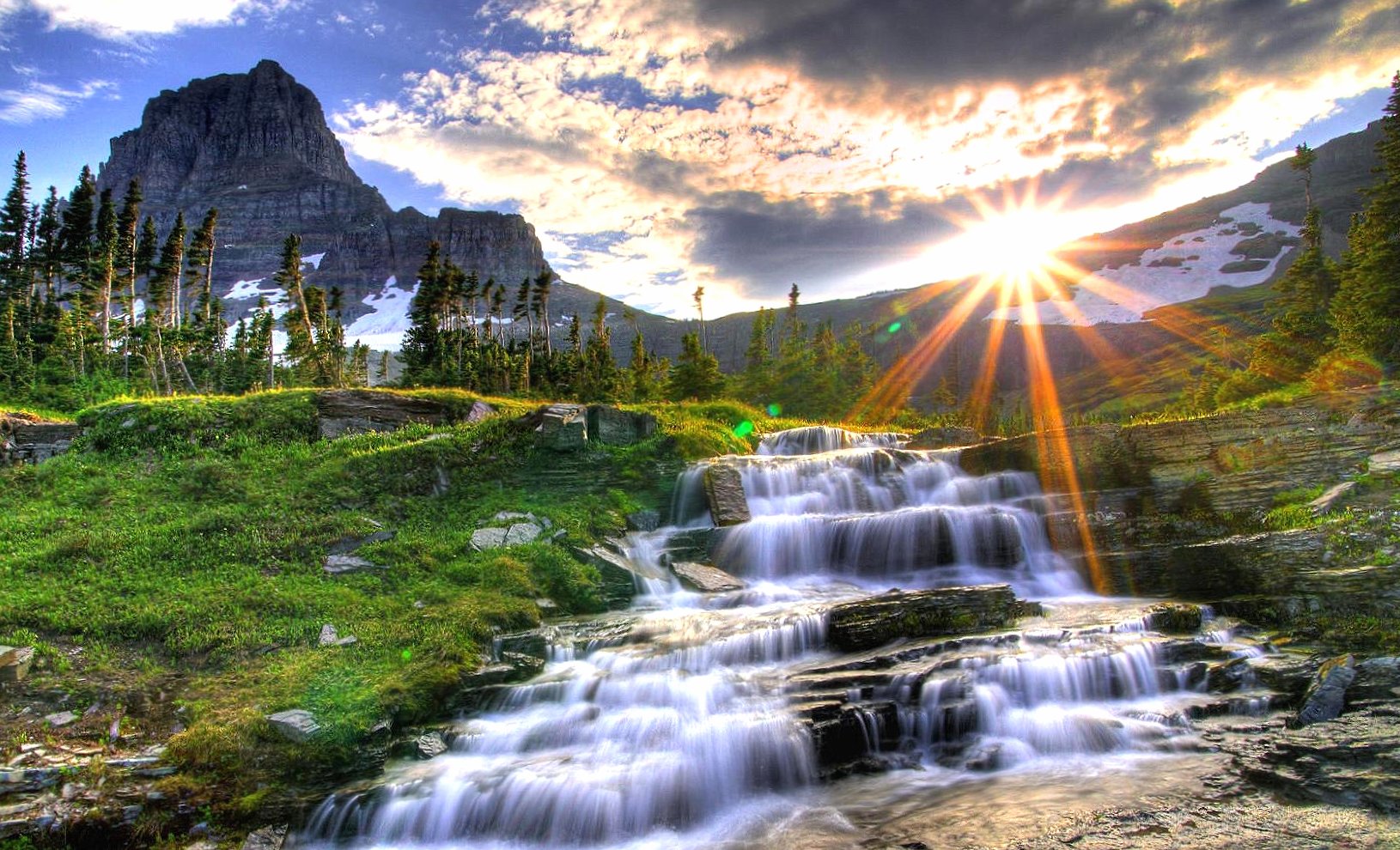 Mountain Waterfalls at 1024 x 768 size wallpapers HD quality