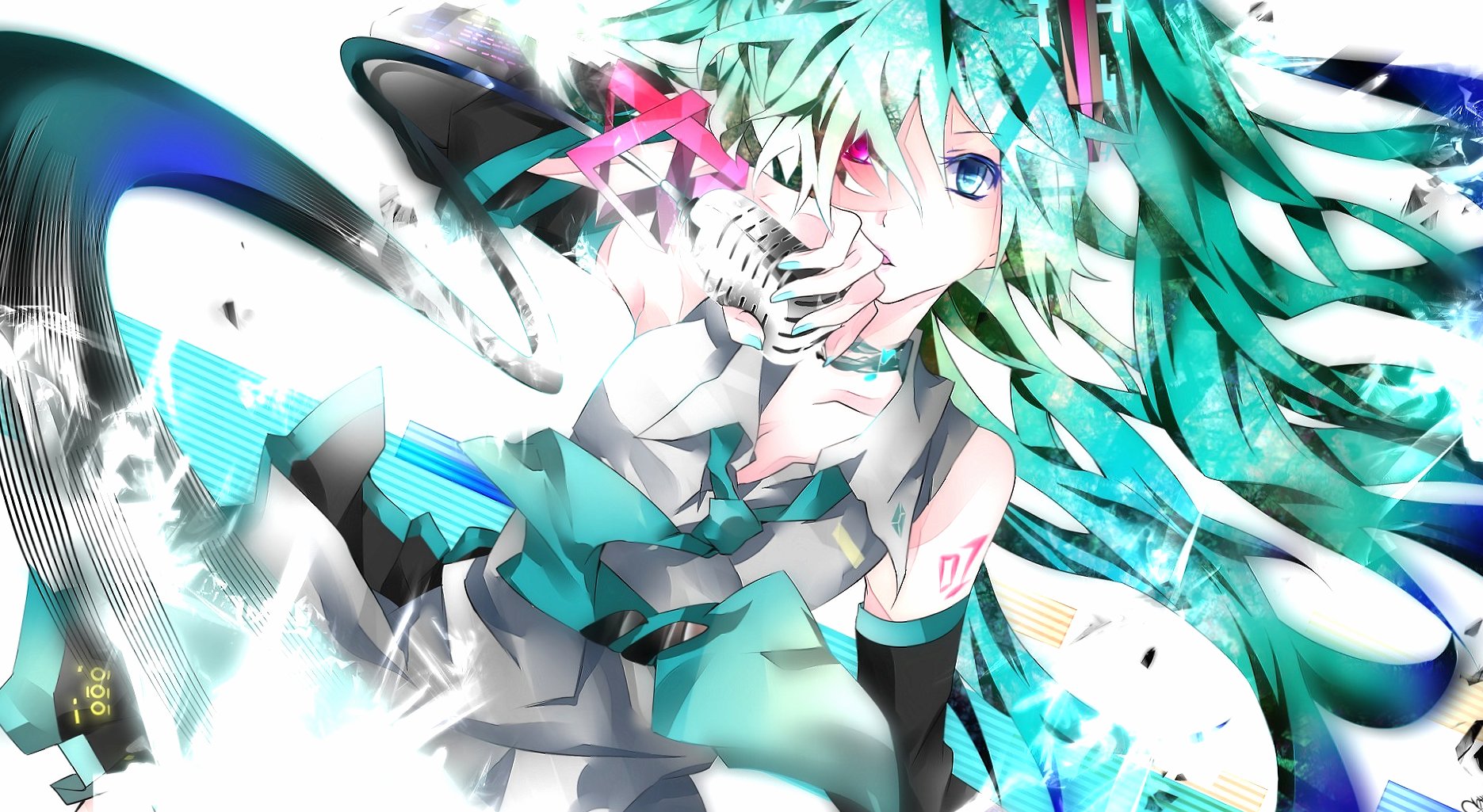 Singing Hatsune Miku - Vocaloid at 1024 x 1024 iPad size wallpapers HD quality