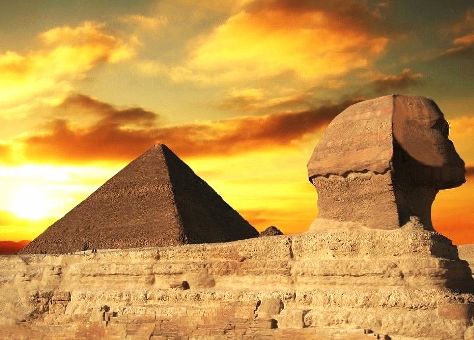 Sphinx and pyramid egypt 320 x 480 iPhone wallpaper download