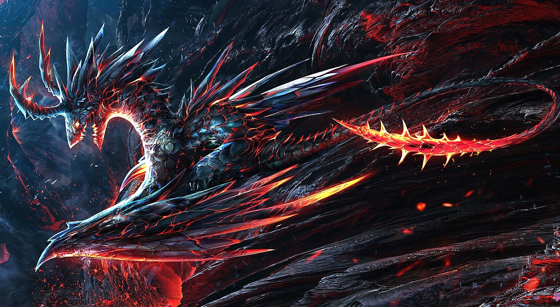 Volcano lava dragon at 1024 x 768 size wallpapers HD quality