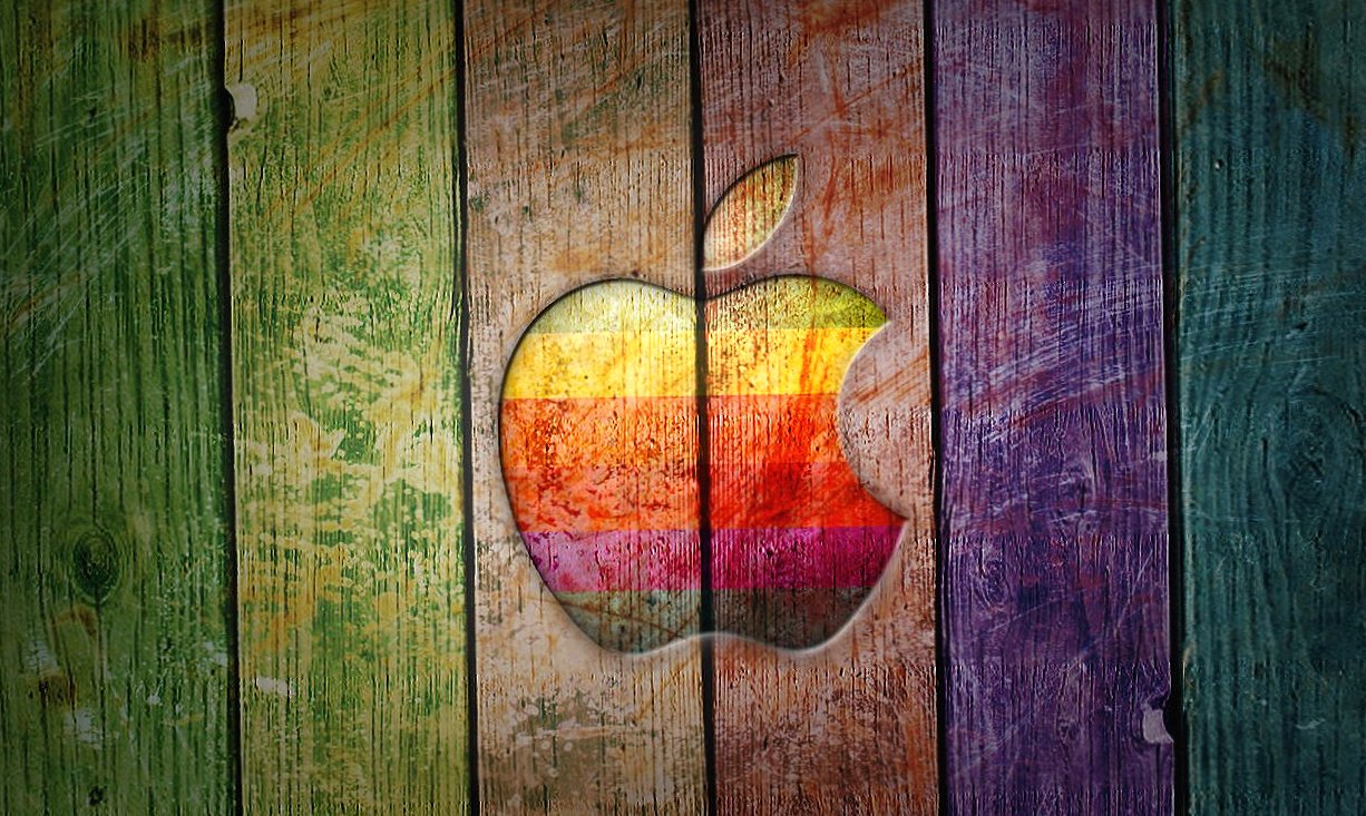 Wood color apple at 640 x 960 iPhone 4 size wallpapers HD quality
