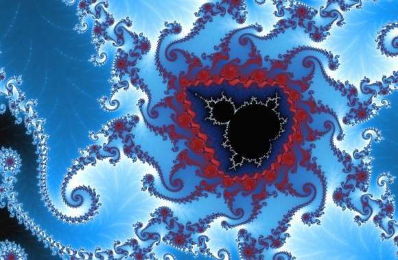 Red and blue fractal shapes wallpapers hd quality