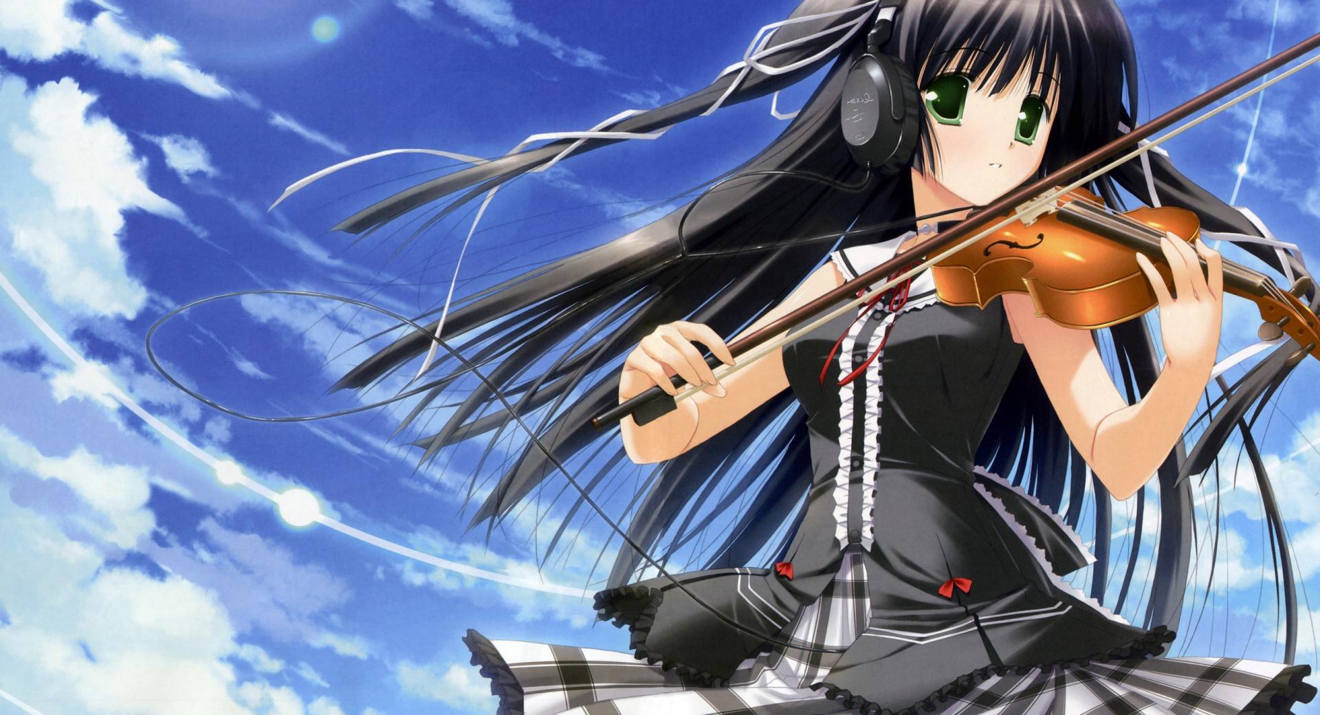 Anime Girl Playing Violin at 1024 x 768 size wallpapers HD quality