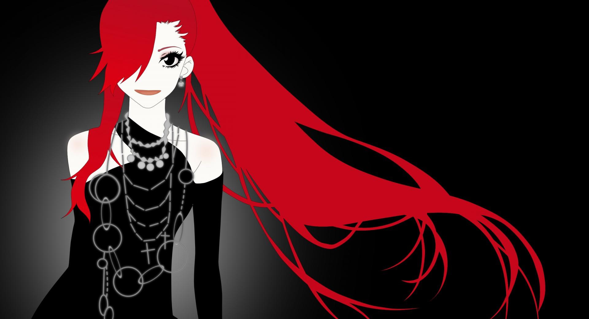 Anime Girl With Red Hair at 640 x 960 iPhone 4 size wallpapers HD quality