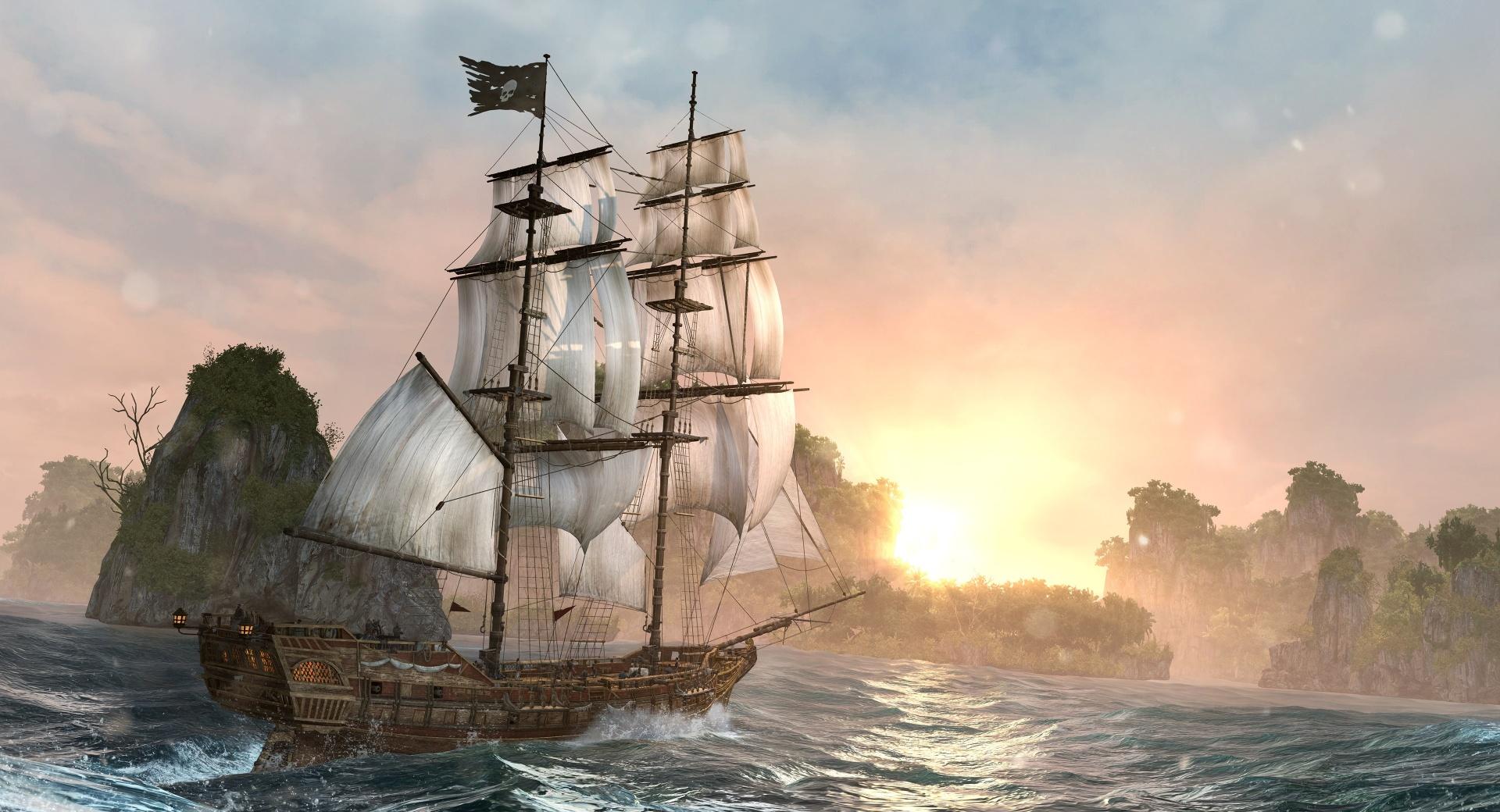 Assassins Creed IV Black Flag Ship at 320 x 480 iPhone size wallpapers HD quality