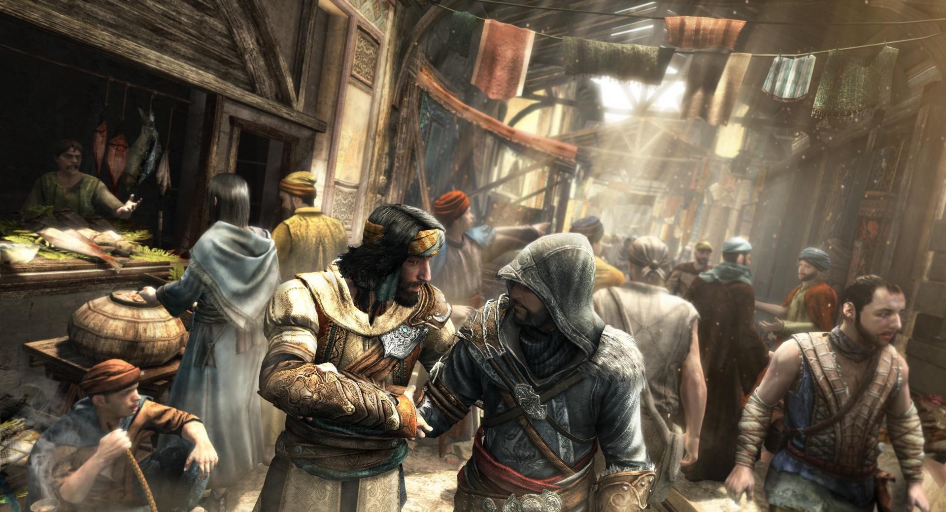 Assassins Creed Market Scene at 1152 x 864 size wallpapers HD quality