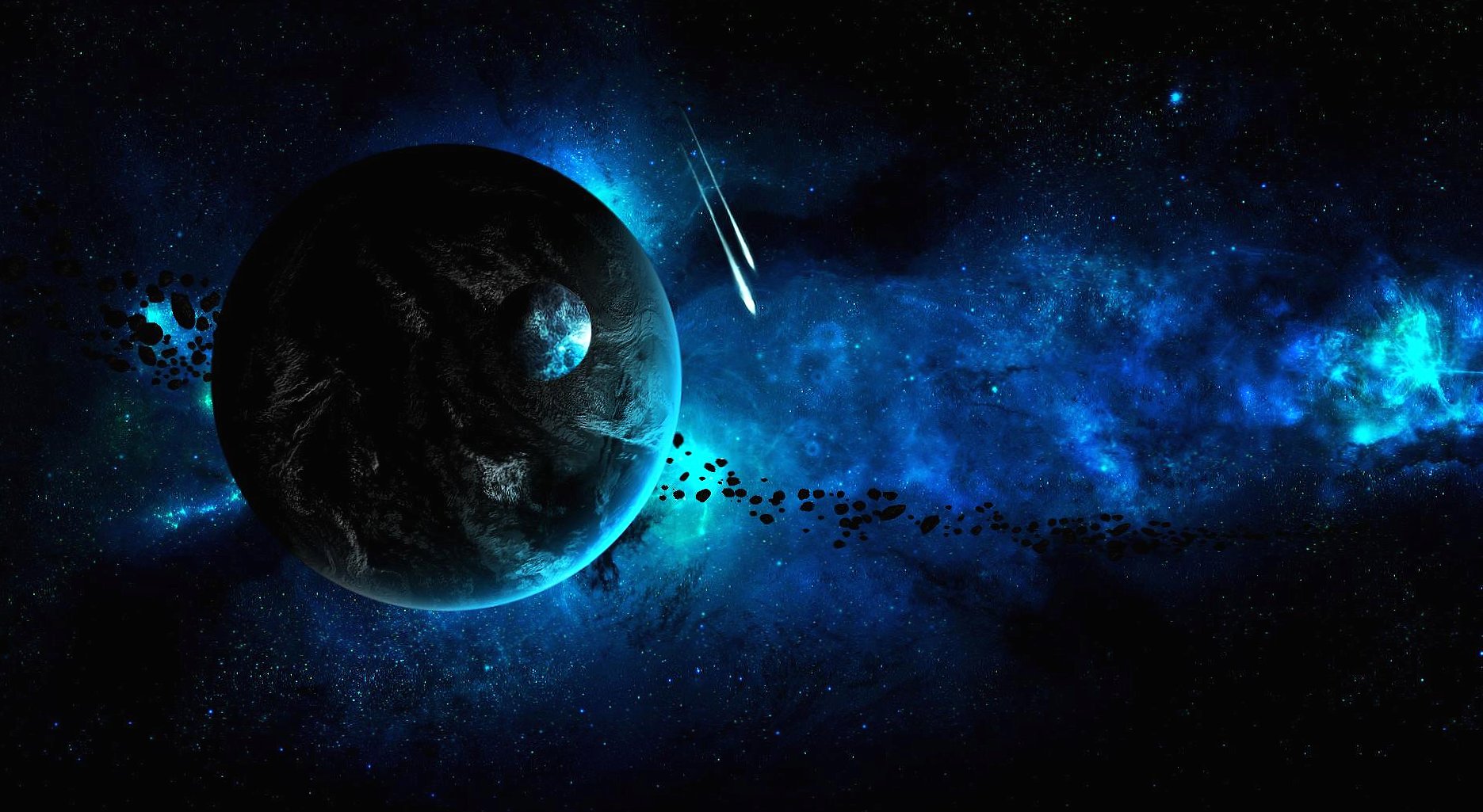 Blue space scene at 1024 x 1024 iPad size wallpapers HD quality