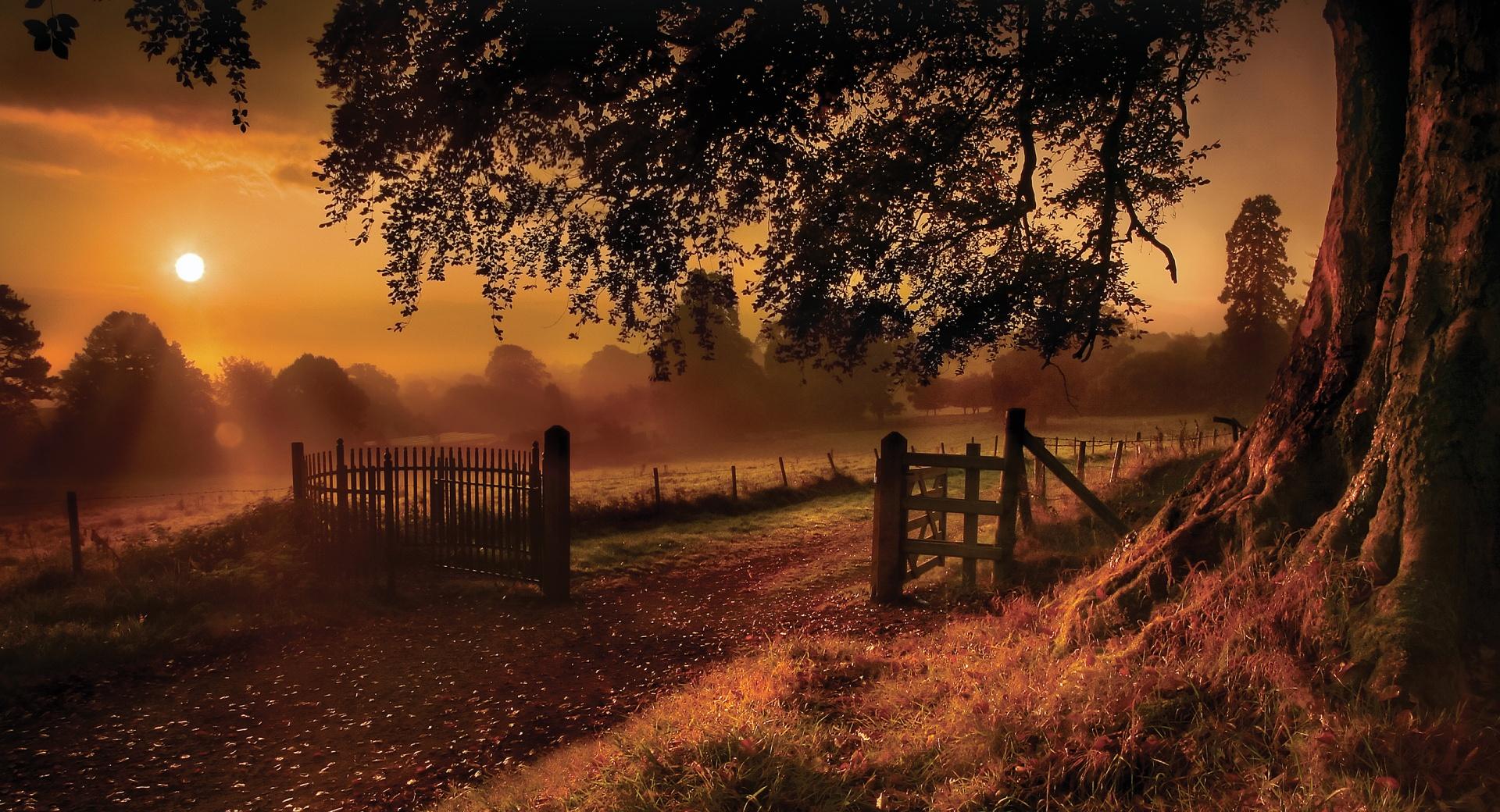 Countryside Road Gate at 1152 x 864 size wallpapers HD quality