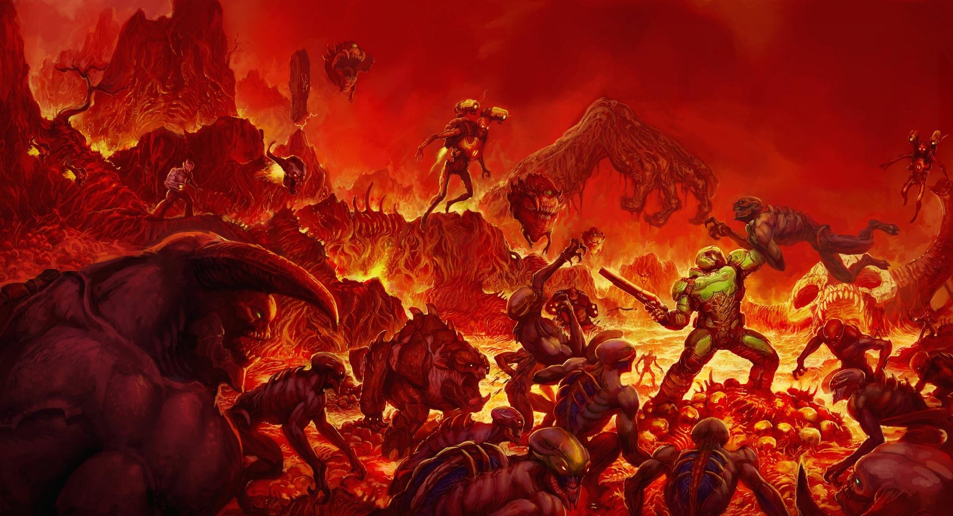 Doom 2016 video game Hell at 1024 x 1024 iPad size wallpapers HD quality