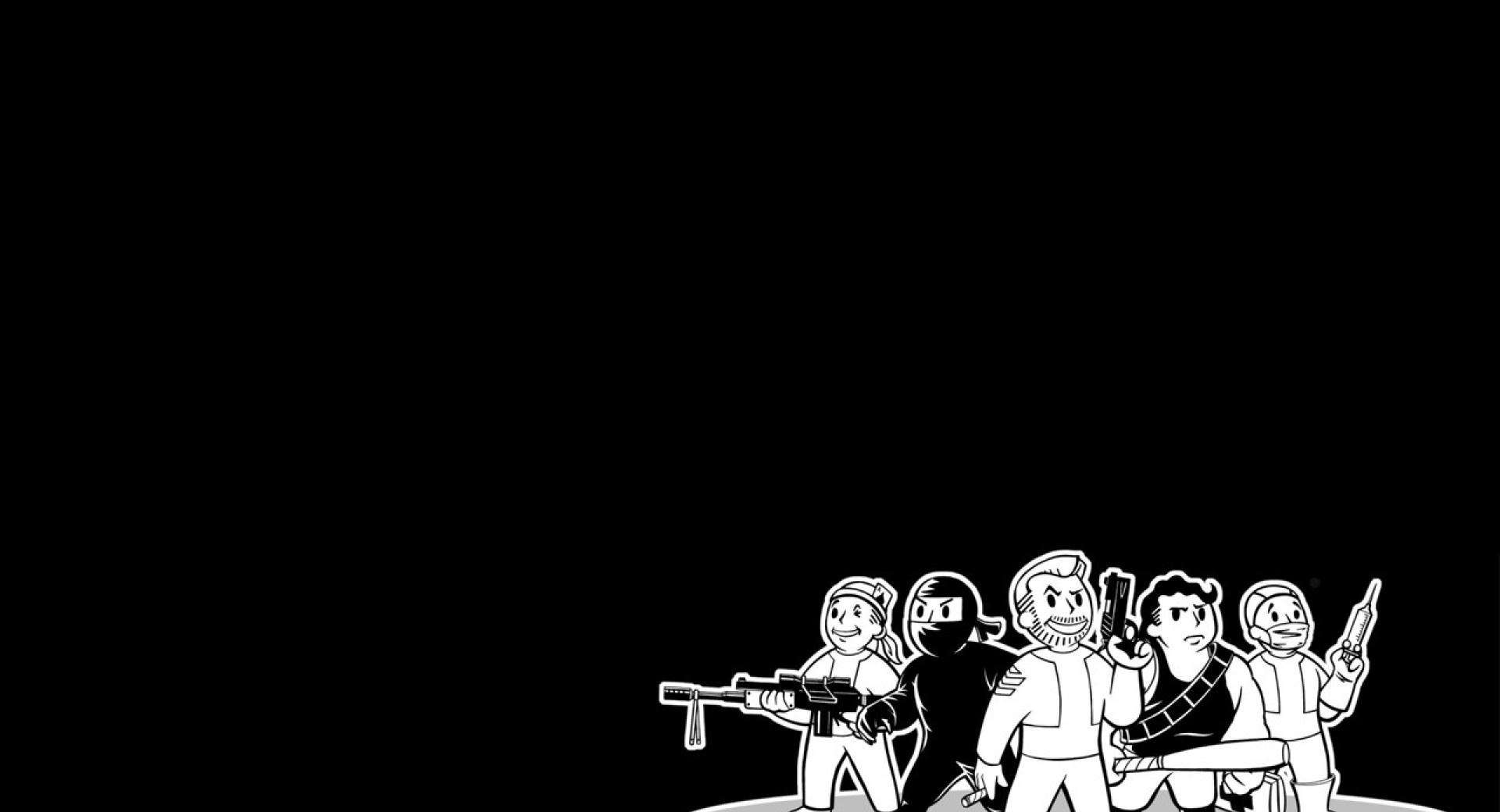 FO3 Vault Boys Black and White at 640 x 960 iPhone 4 size wallpapers HD quality