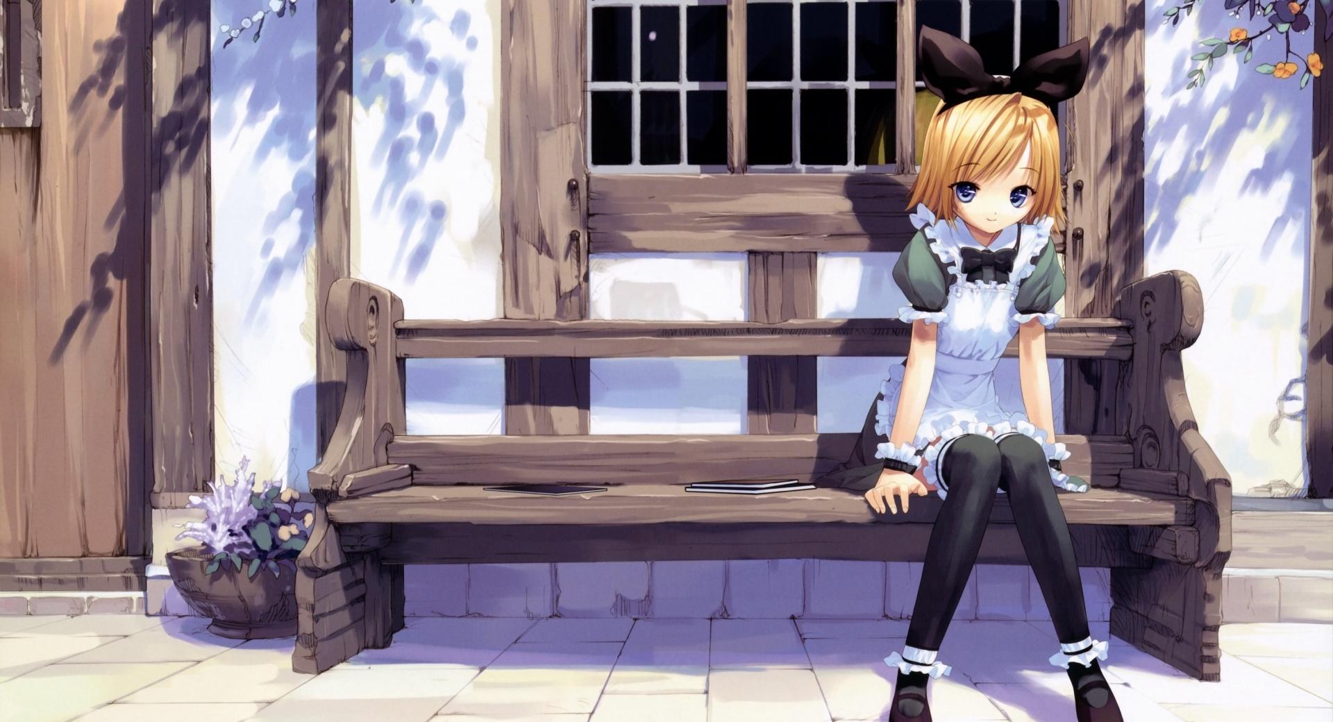 Girl On A Bench wallpapers HD quality