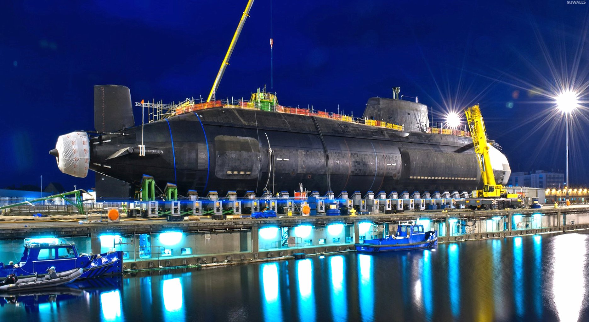 HMS Artful submarine in a harbor at 320 x 480 iPhone size wallpapers HD quality