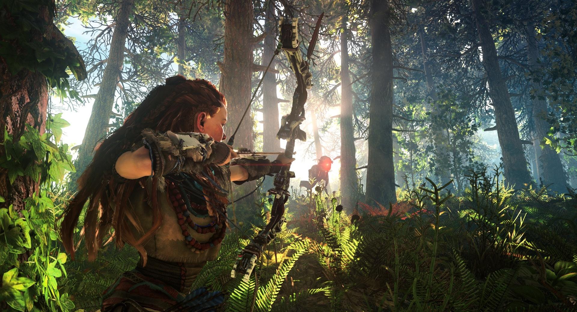 Horizon Zero Dawn Aloy Hunting at 640 x 1136 iPhone 5 size wallpapers HD quality