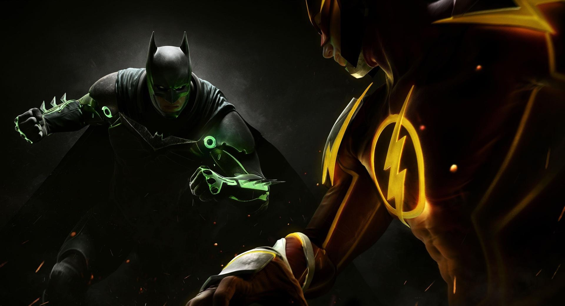 Injustice 2 Batman vs. Flash at 1024 x 1024 iPad size wallpapers HD quality