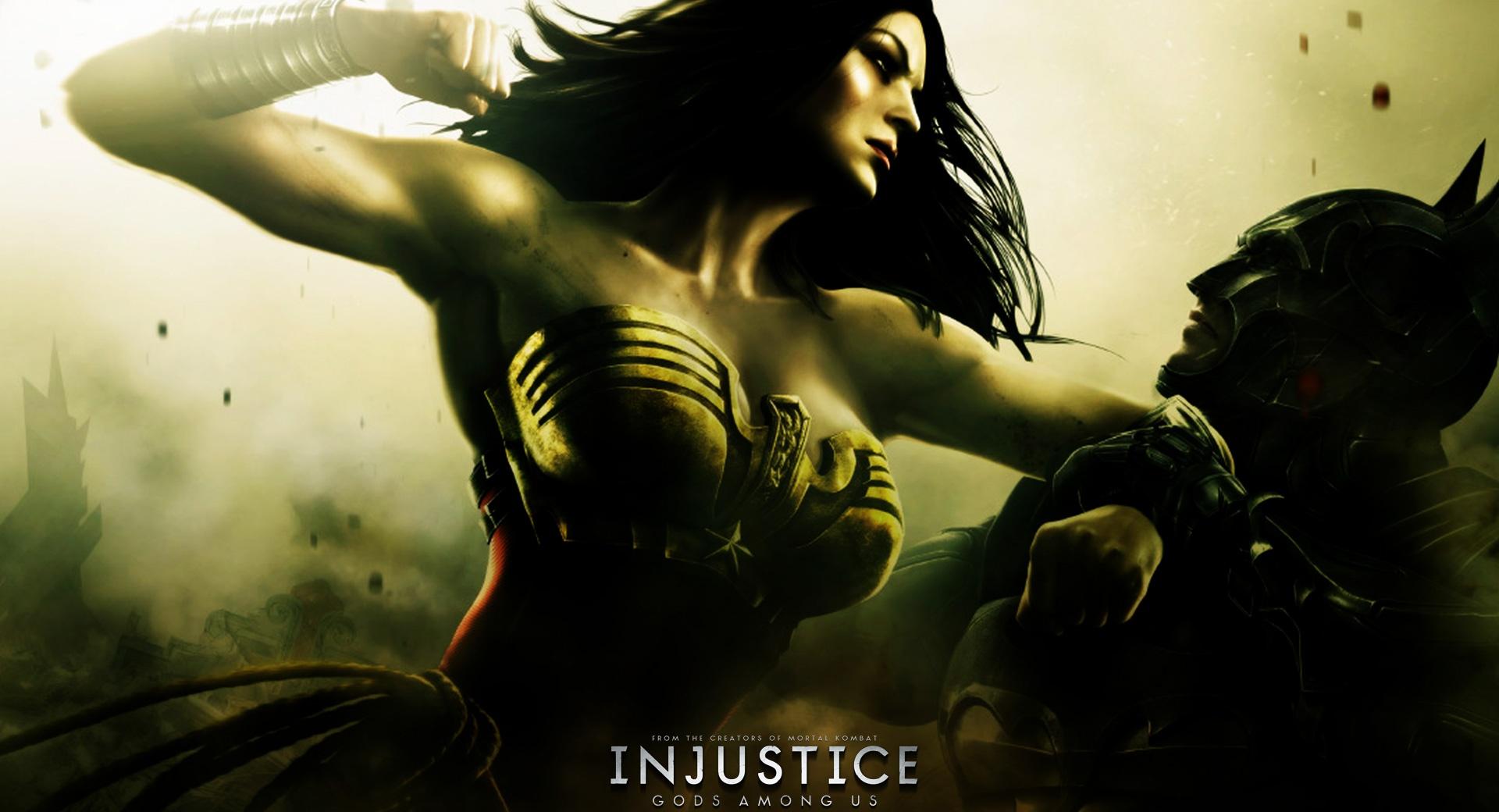 Injustice Gods Among Us - Batman vs Wonder Woman at 640 x 1136 iPhone 5 size wallpapers HD quality