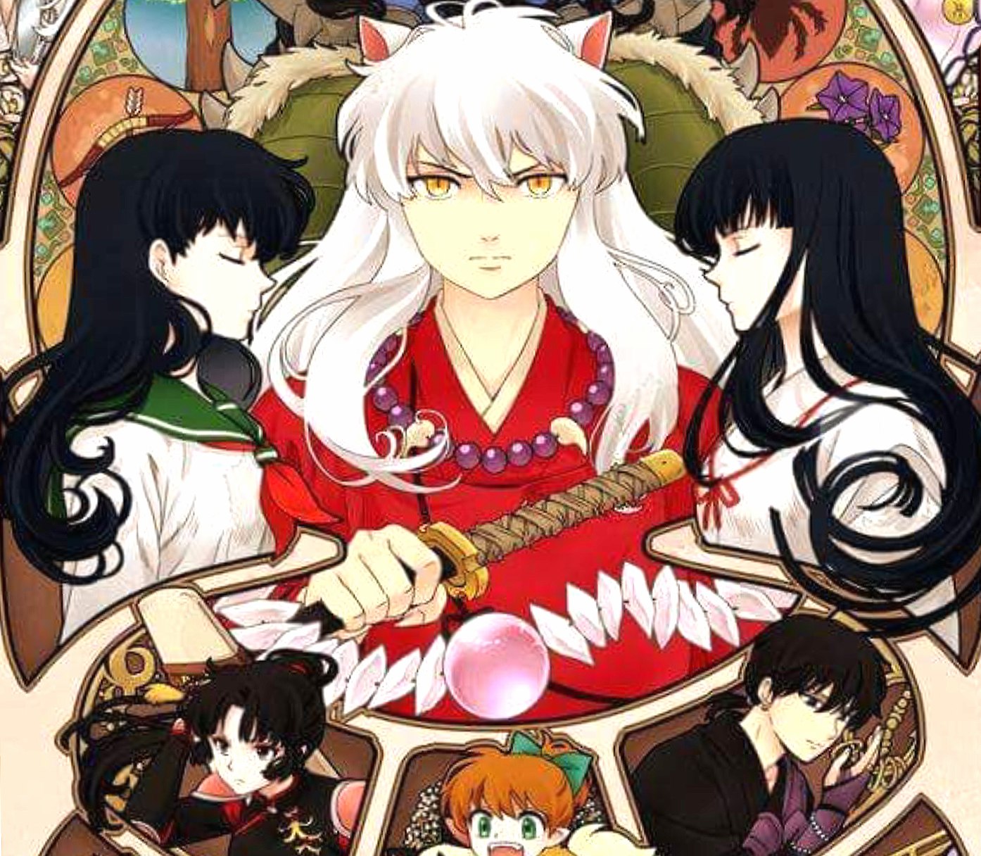 Inuyasha gang at 640 x 960 iPhone 4 size wallpapers HD quality