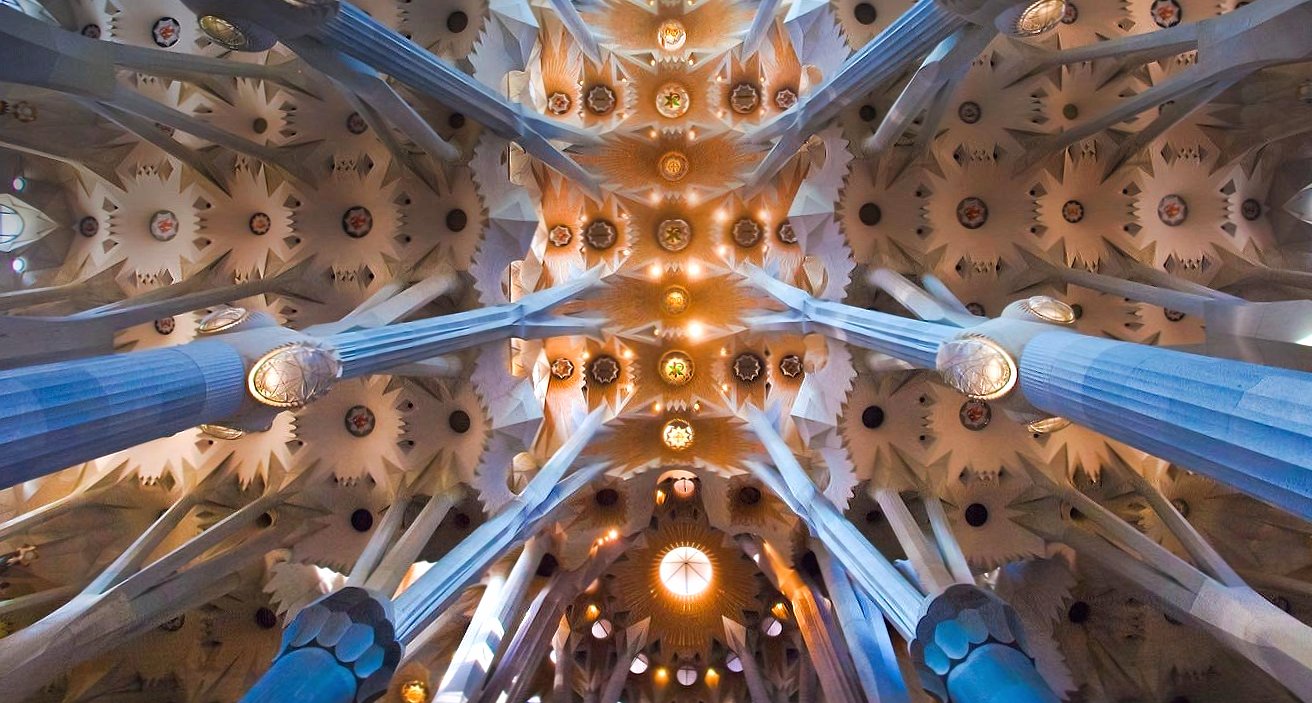 La sagrada familia interior ceiling at 2560 x 1440 HD size wallpapers HD quality