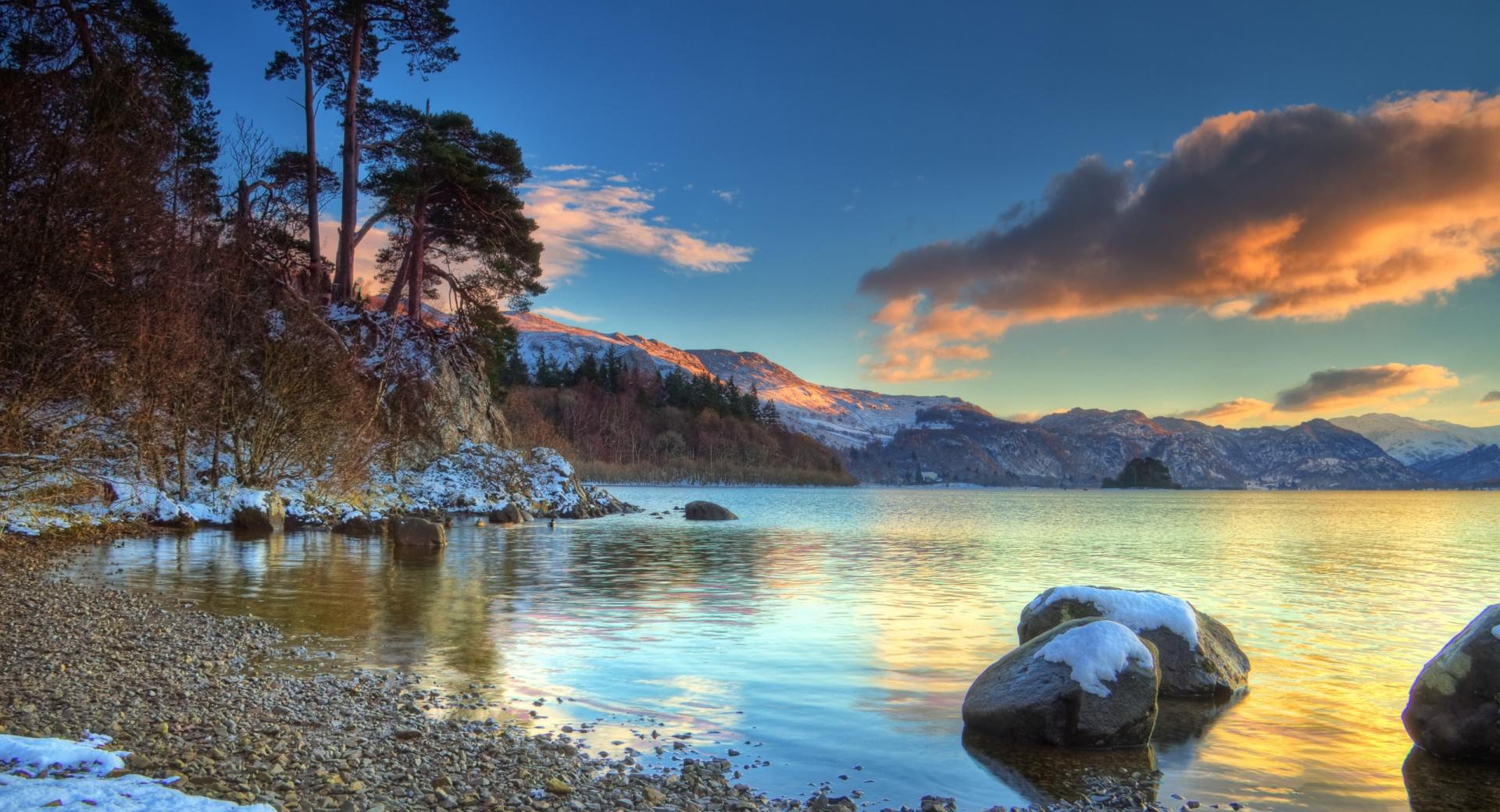 Lake, Winter at 640 x 1136 iPhone 5 size wallpapers HD quality