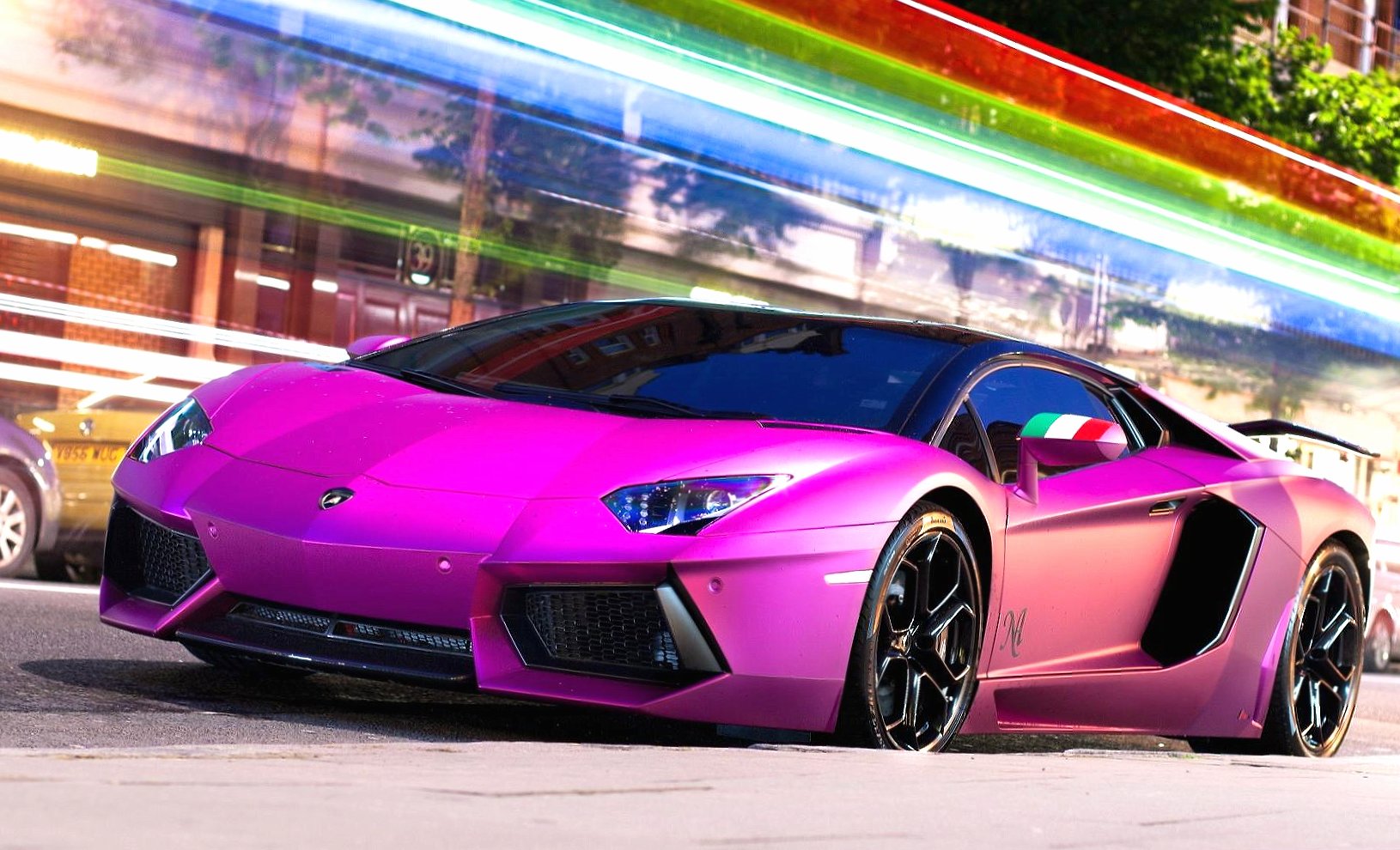 Lamborghini aventador pink at 1024 x 1024 iPad size wallpapers HD quality